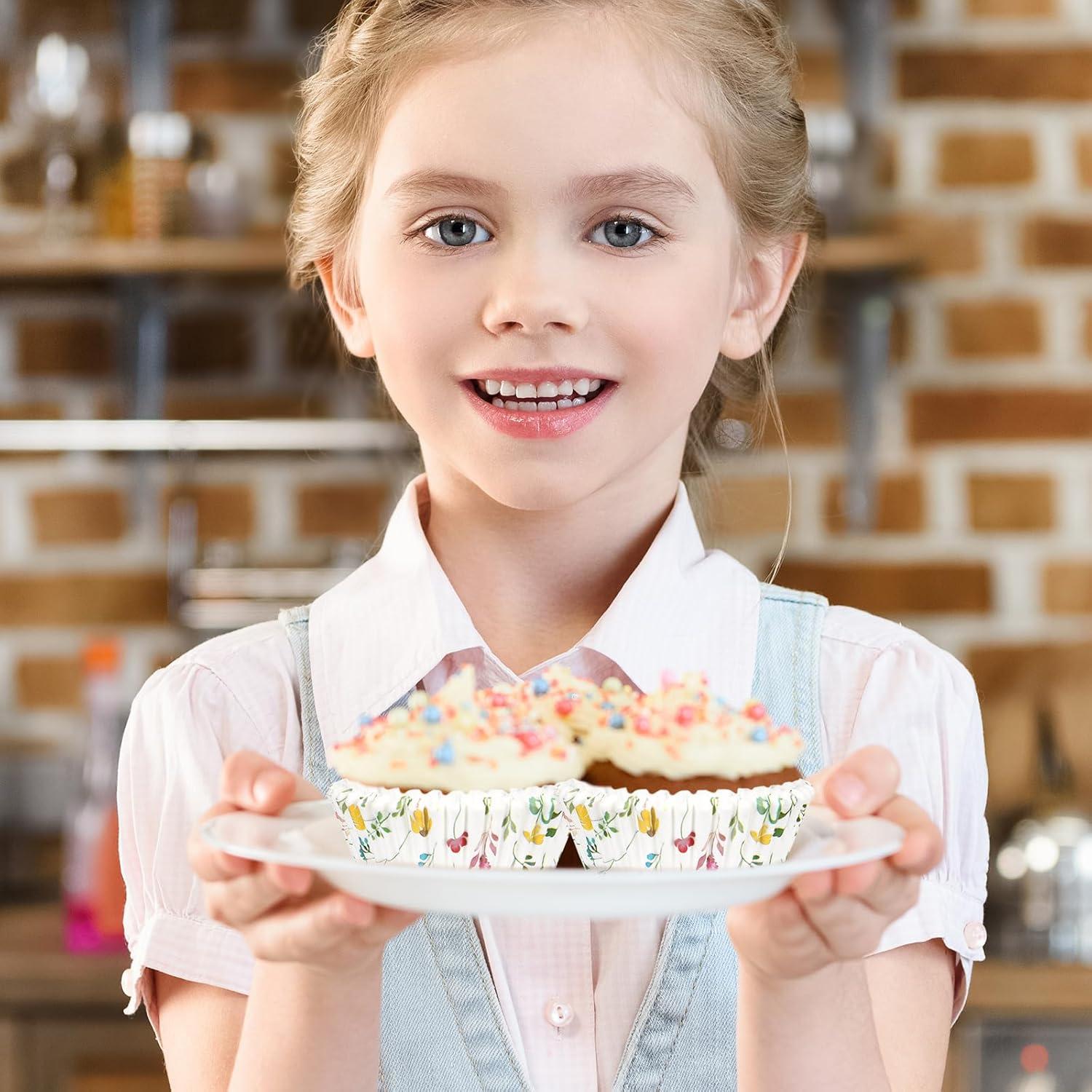 Forros para Cupcake Whaline 300 Piezas Flores Pastel 5 cm