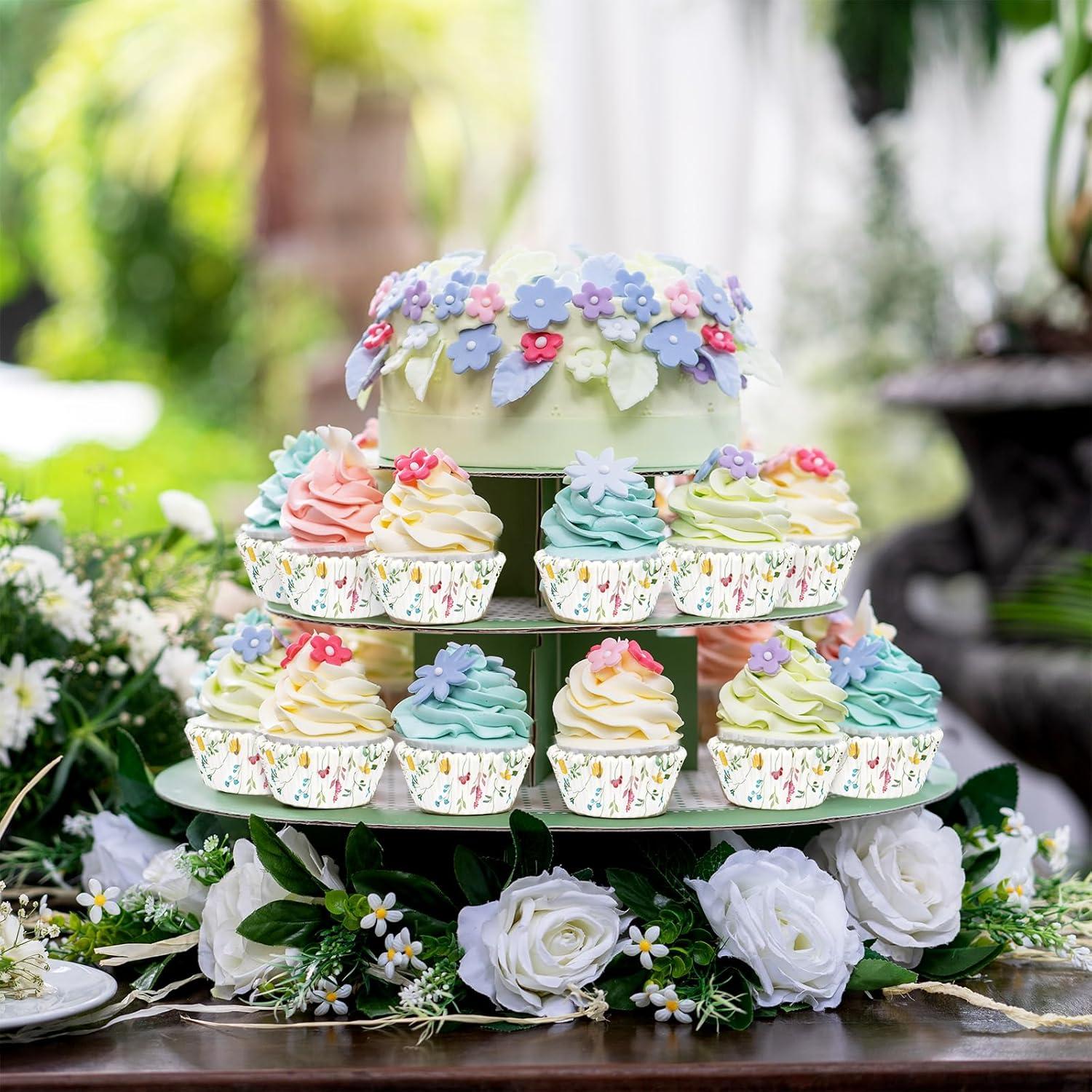 Forros para Cupcake Whaline 300 Piezas Flores Pastel 5 cm