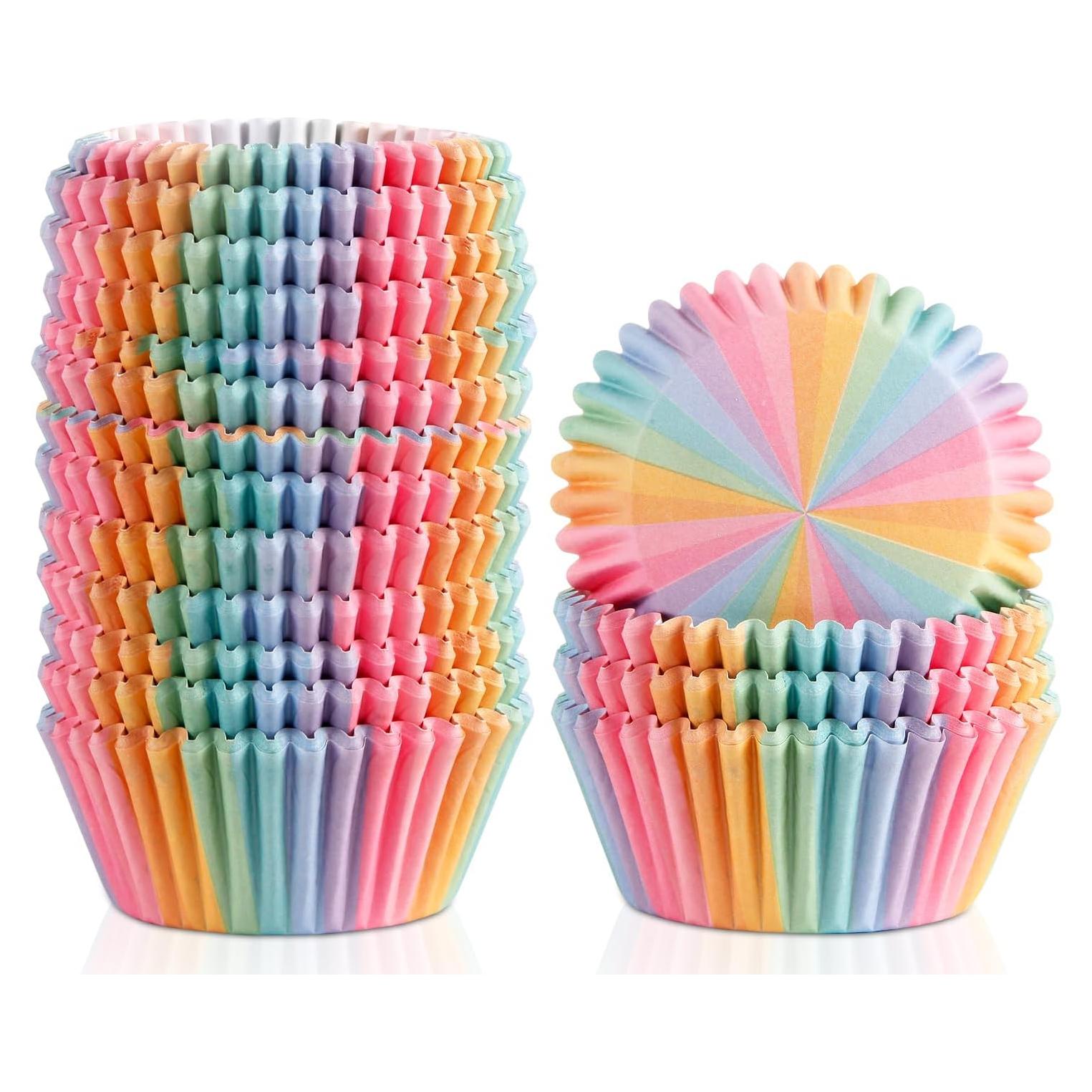 Forros de Cupcake Arcoíris 300 Pcs GreenPine Tamaño Estándar