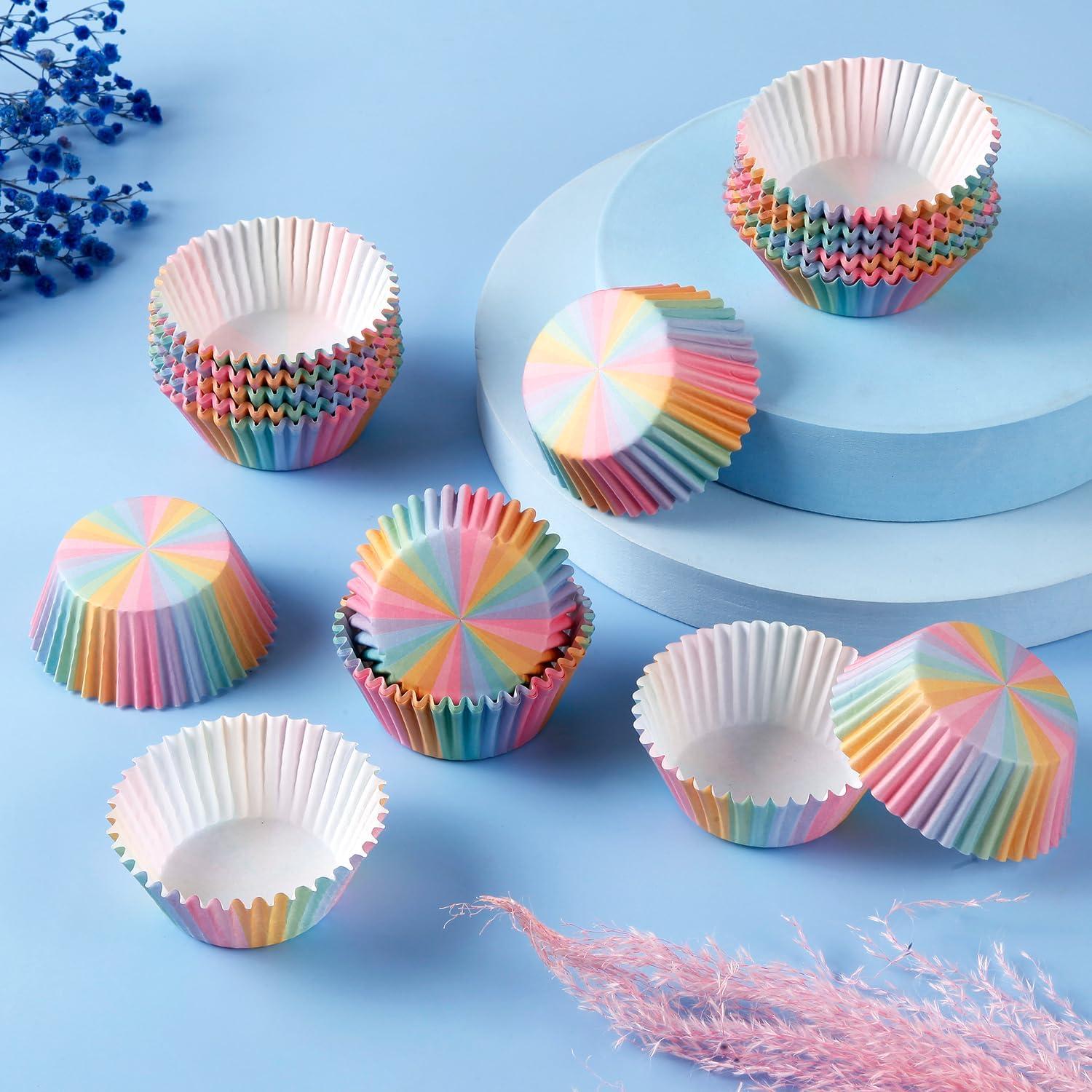 Forros de Cupcake Arcoíris 300 Pcs GreenPine Tamaño Estándar