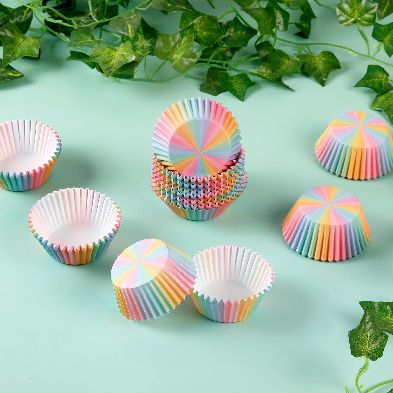 Forros de Cupcake Arcoíris 300 Pcs GreenPine Tamaño Estándar