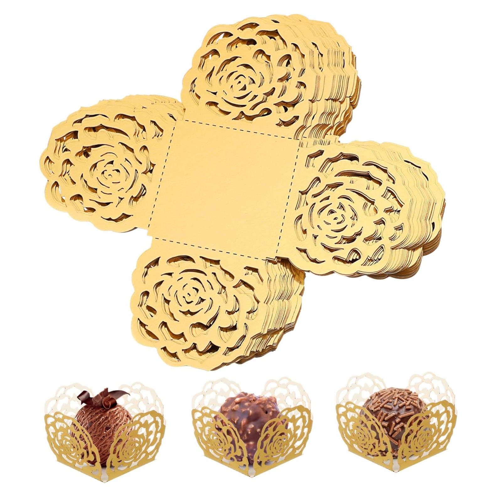 Forros de Cupcake Cuadrados Alipis Dorados 50 Pcs 7.62cm