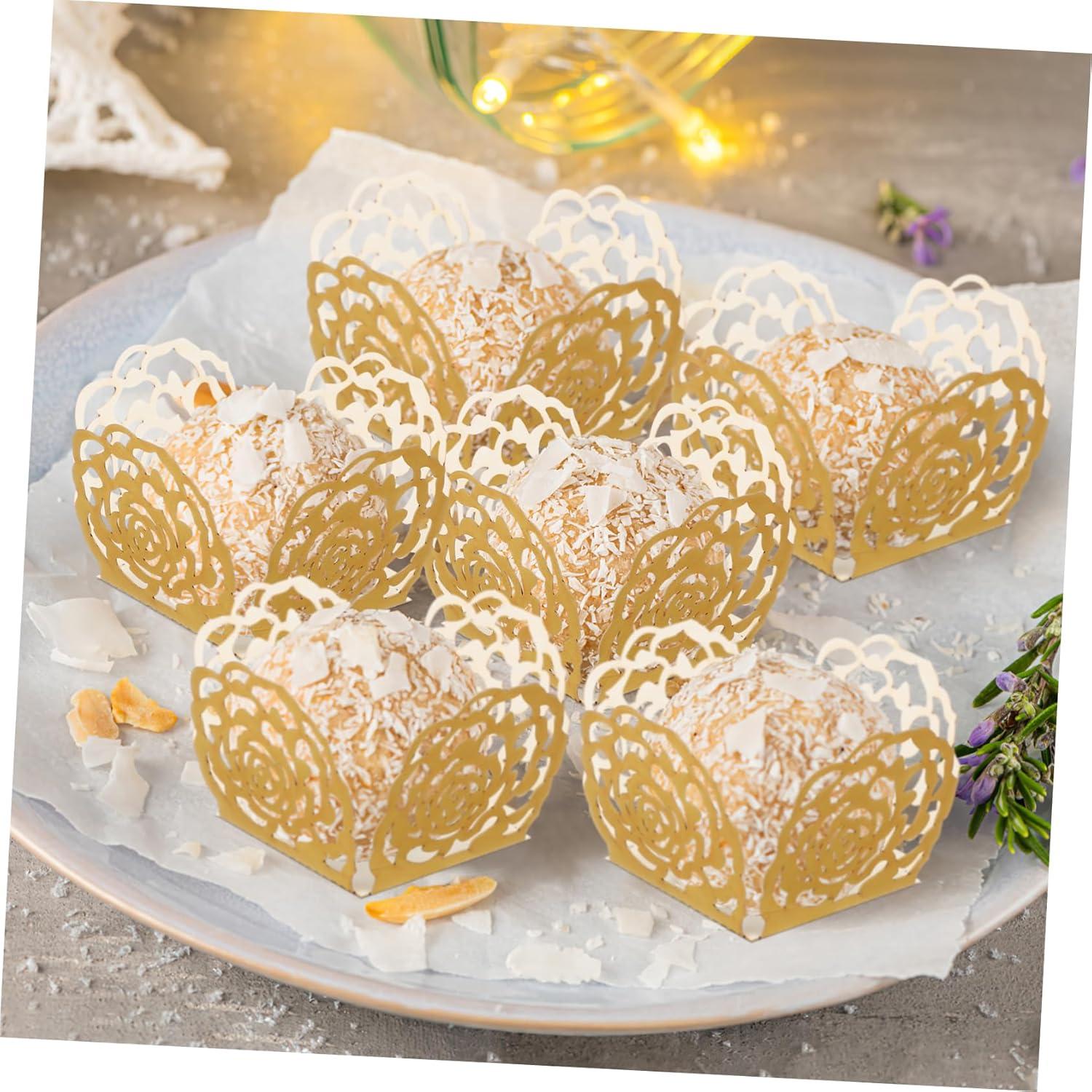 Forros de Cupcake Cuadrados Alipis Dorados 50 Pcs 7.62cm