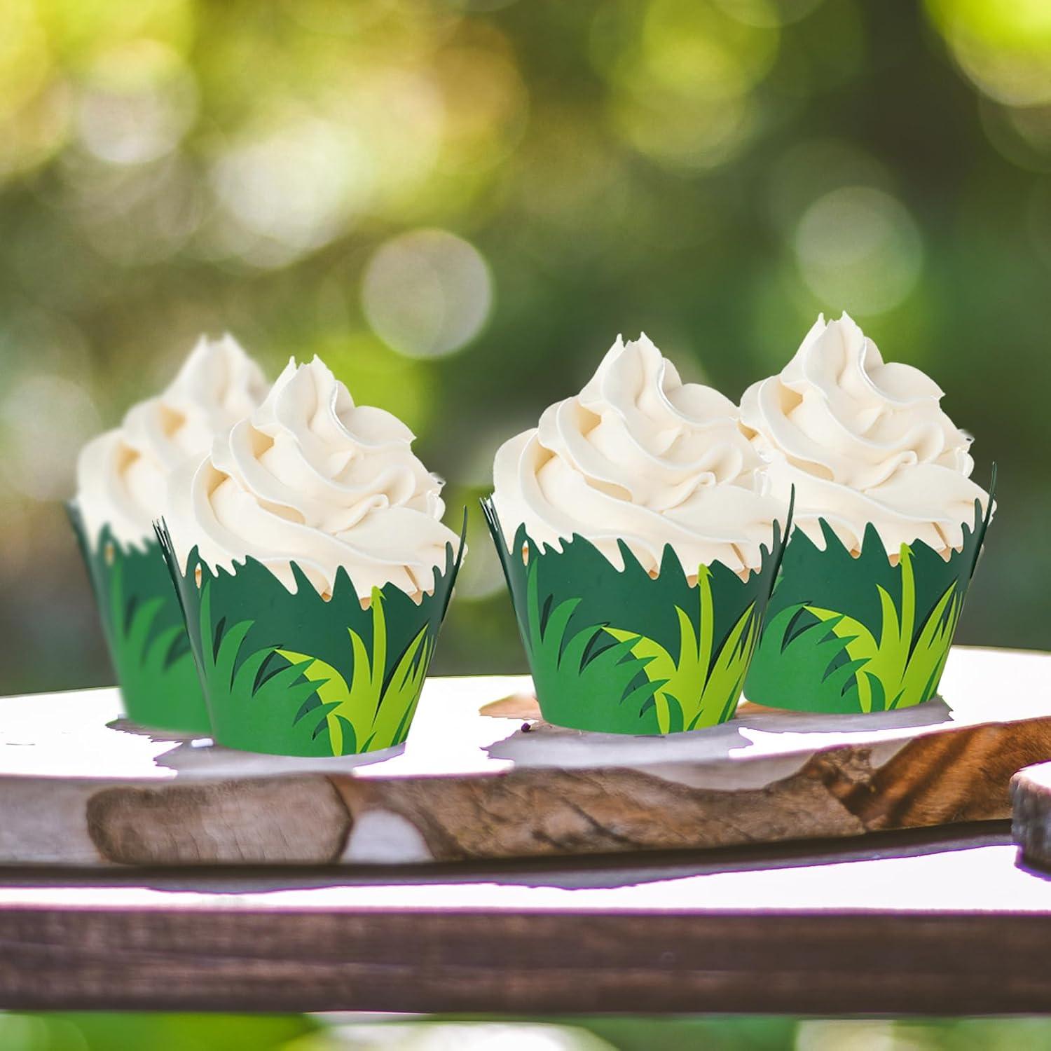 Whaline 36 Fundas de Cupcake Césped Verde Decorativas