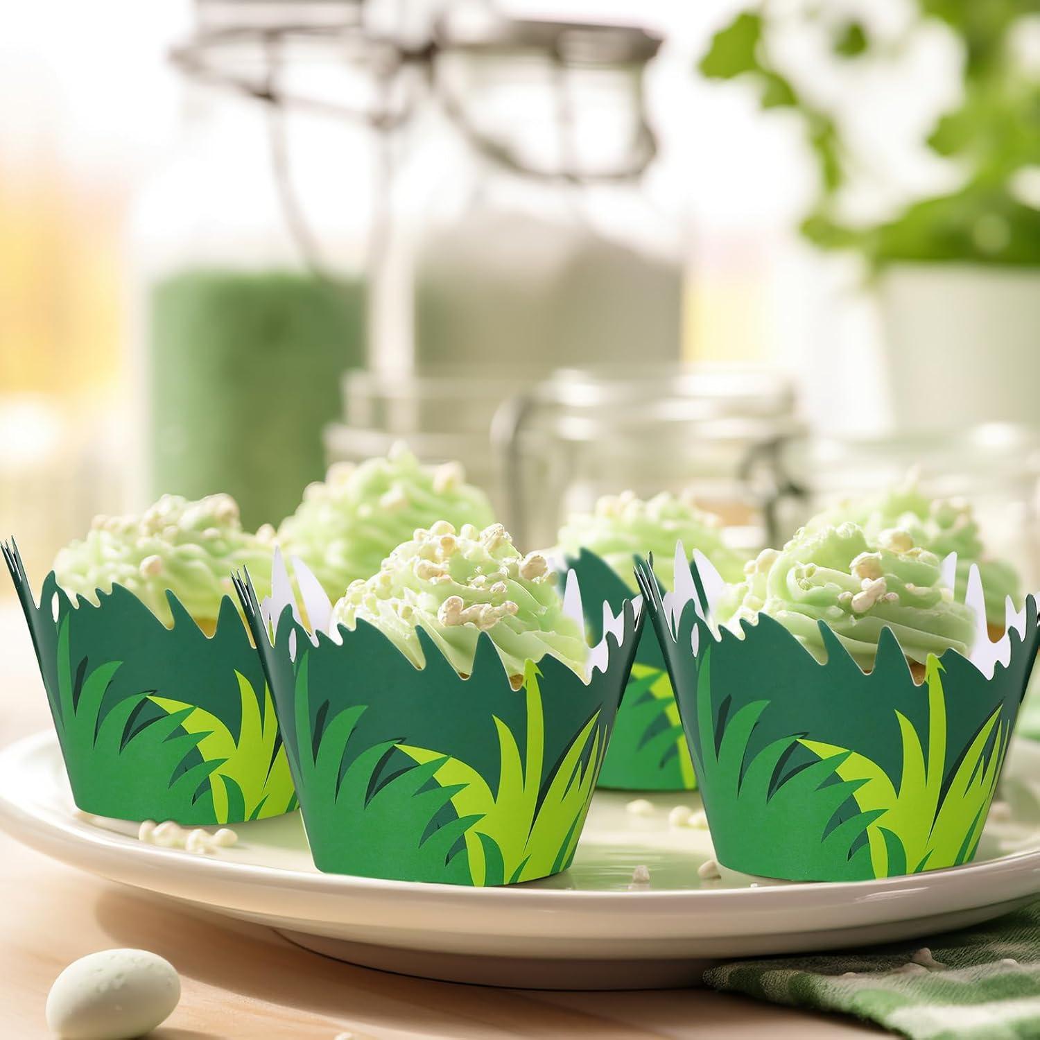 Whaline 36 Fundas de Cupcake Césped Verde Decorativas