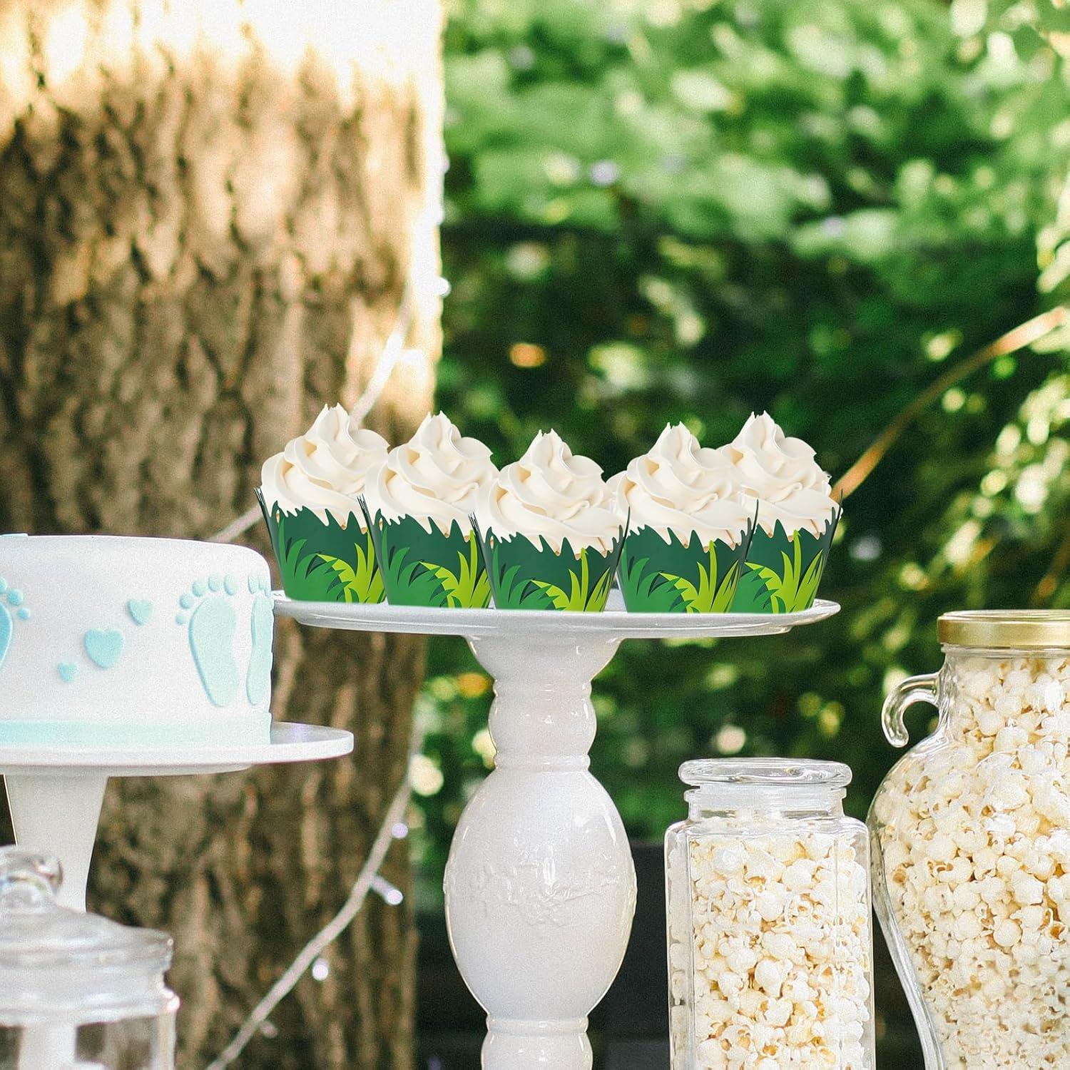 Whaline 36 Fundas de Cupcake Césped Verde Decorativas