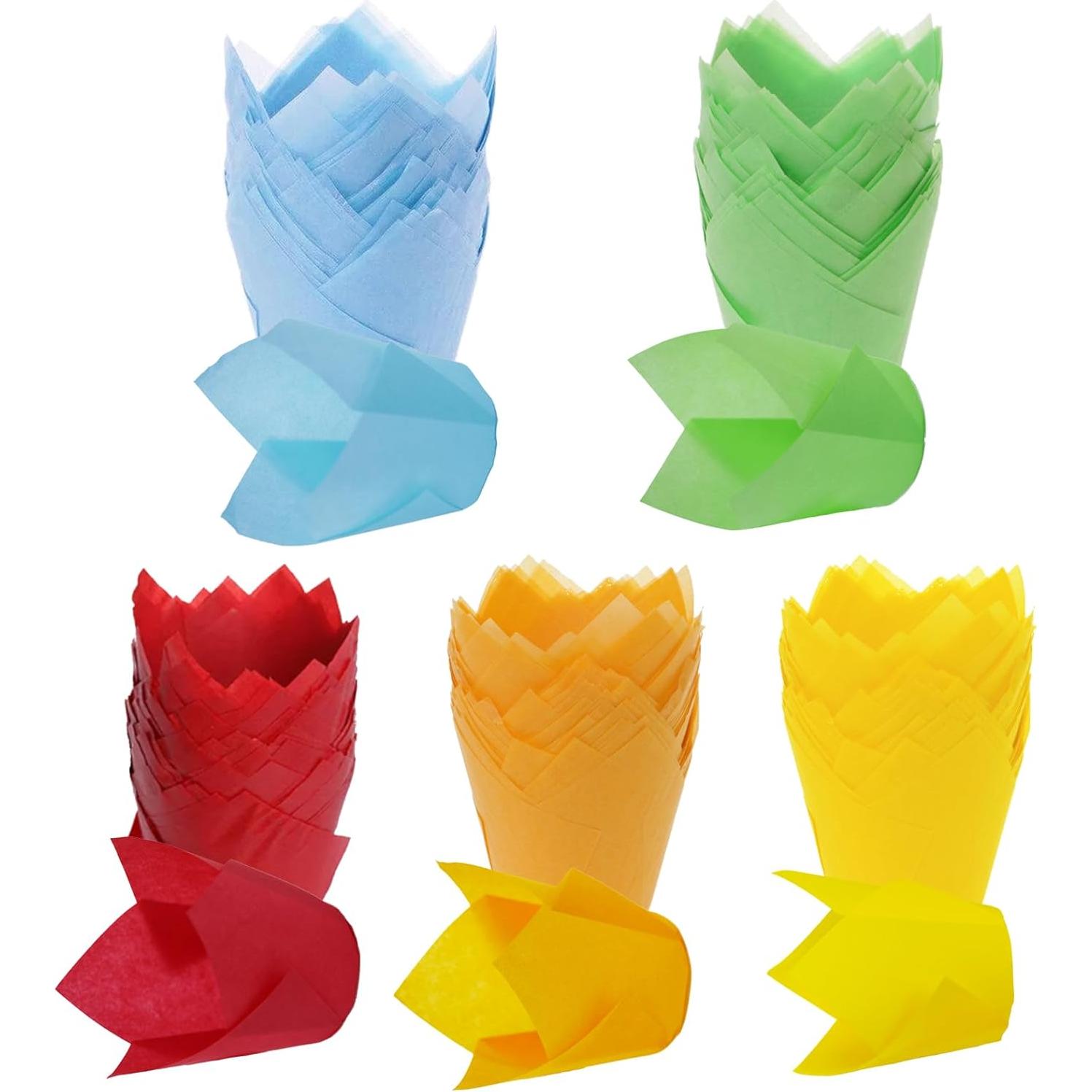 150 Forros de Cupcake Tulipán IAXSEE - Papel a Prueba de Grasa