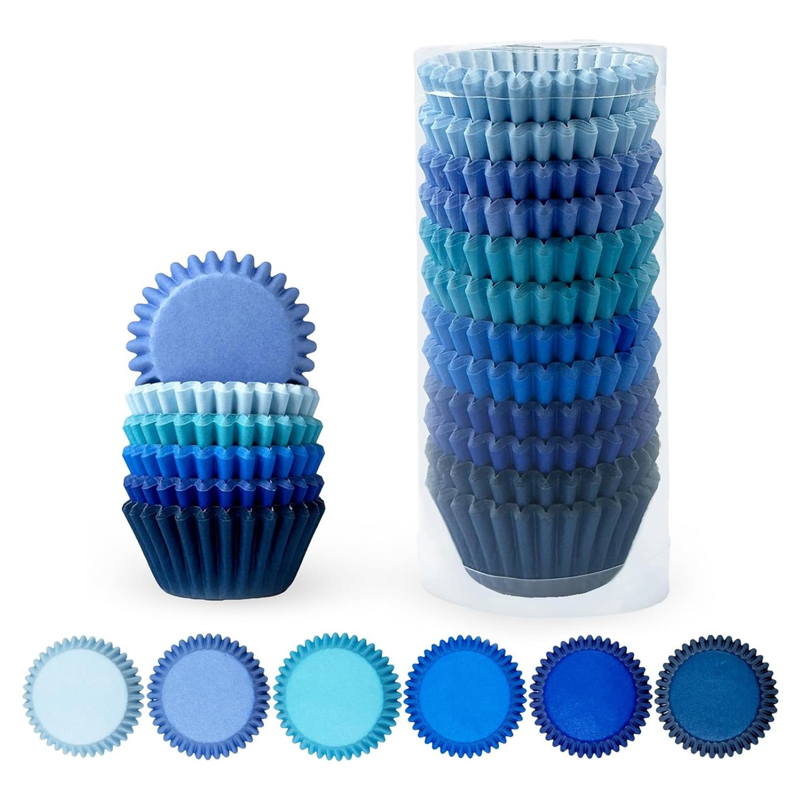 Forros para Cupcake QIQEE Mini 300 Cuentas Azul Grado Alimenticio