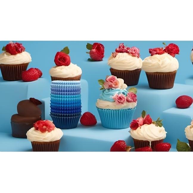 Forros para Cupcake QIQEE Mini 300 Cuentas Azul Grado Alimenticio