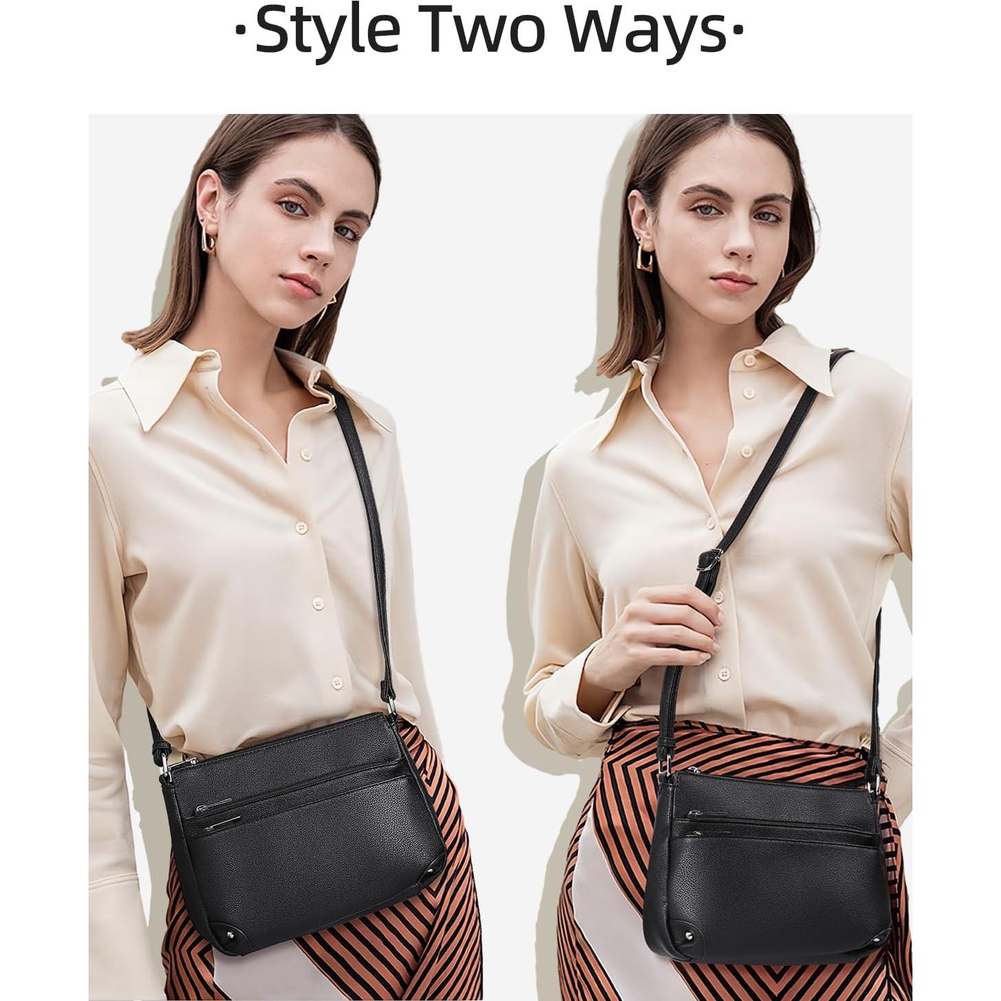 Bolso Cruzado WESTBRONCO para Mujeres - Cuero Vegano Negro