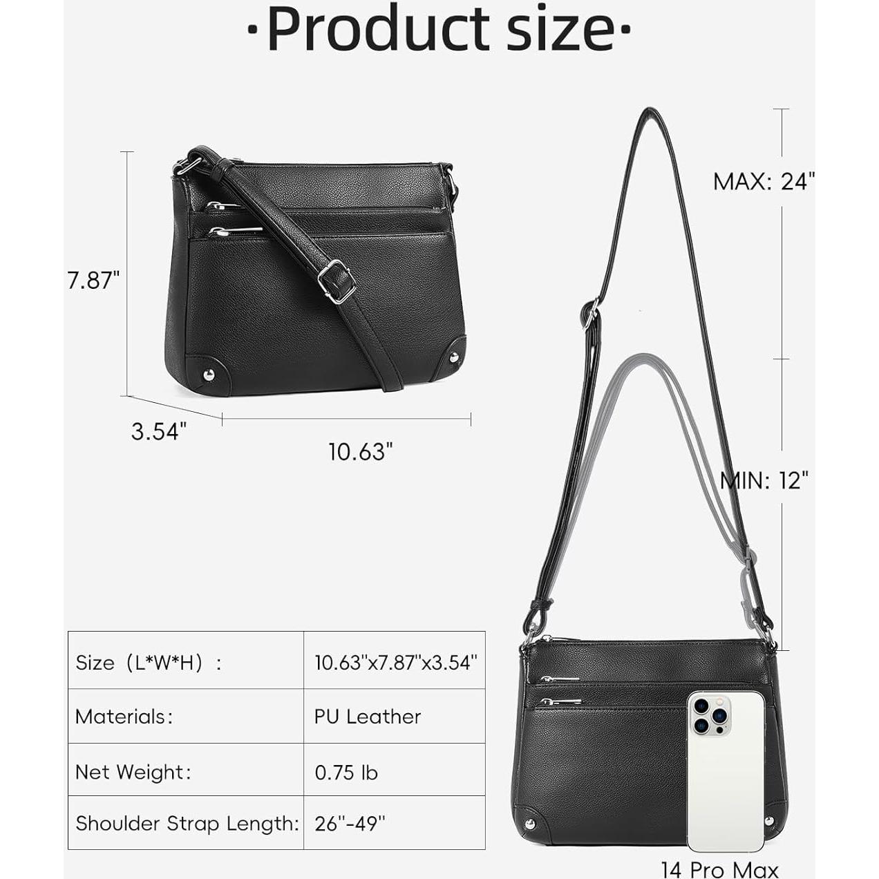 Bolso Cruzado WESTBRONCO para Mujeres - Cuero Vegano Negro