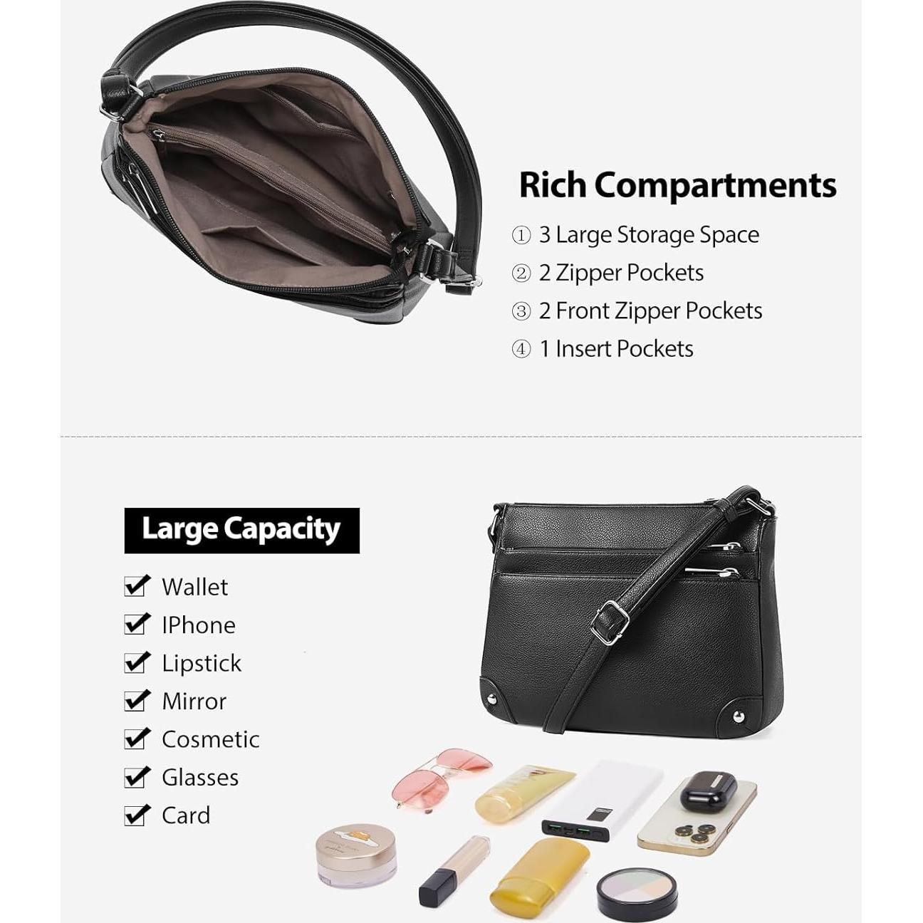 Bolso Cruzado WESTBRONCO para Mujeres - Cuero Vegano Negro