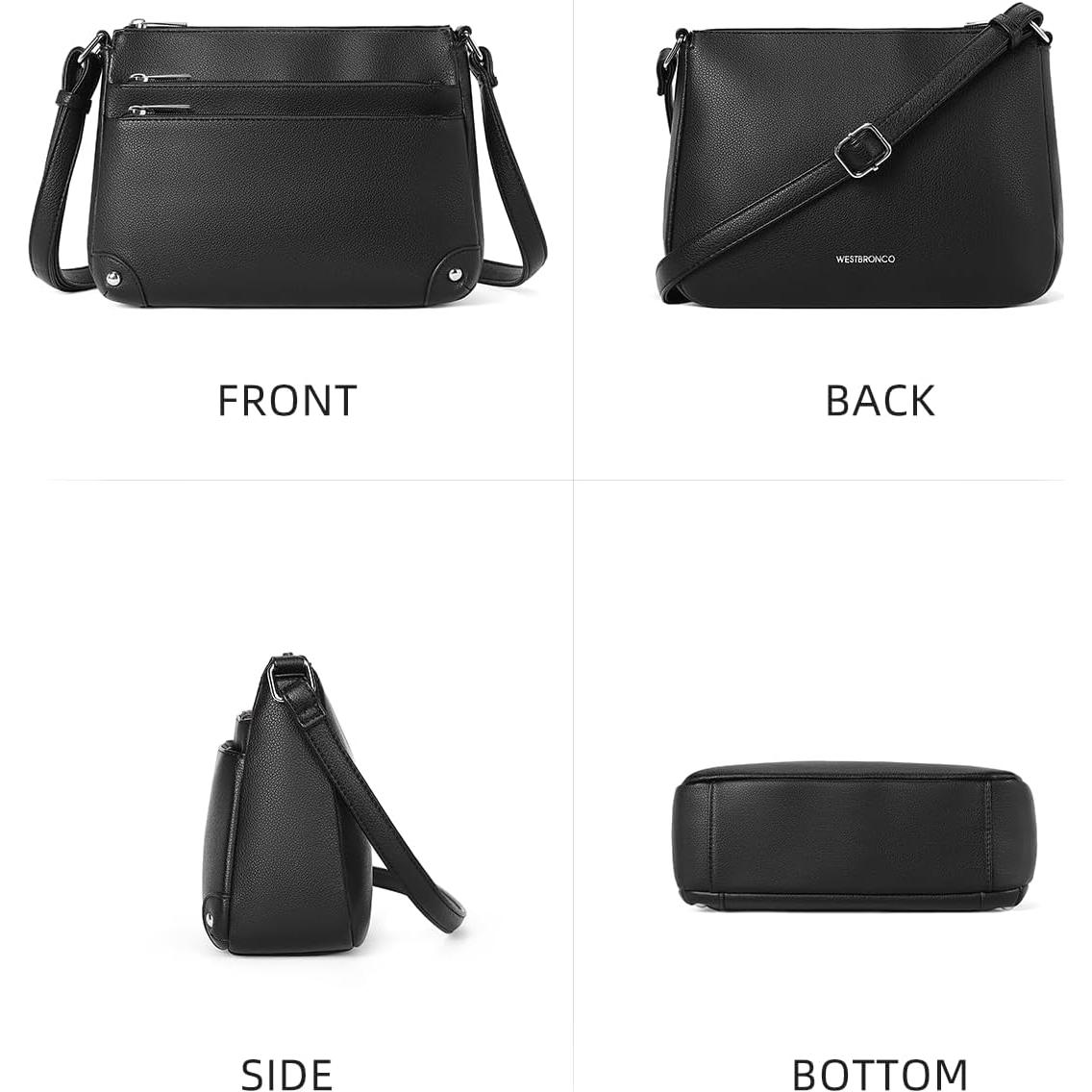 Bolso Cruzado WESTBRONCO para Mujeres - Cuero Vegano Negro