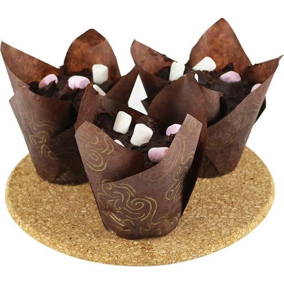 200 Forros de Cupcake Tulipán Aulufft Marrón Dorado 88.72 ml
