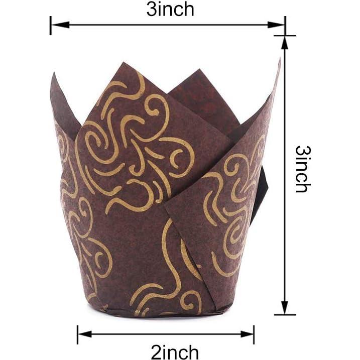 200 Forros de Cupcake Tulipán Aulufft Marrón Dorado 88.72 ml