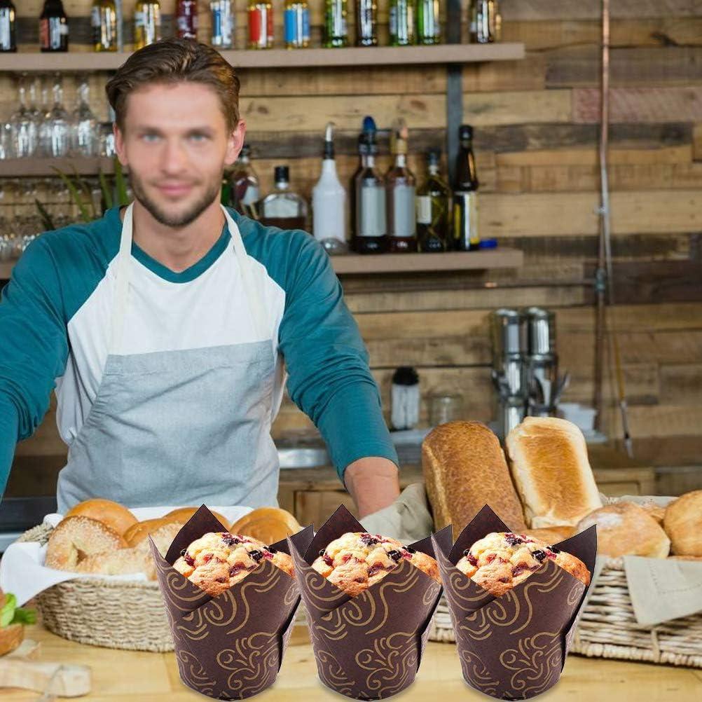 200 Forros de Cupcake Tulipán Aulufft Marrón Dorado 88.72 ml