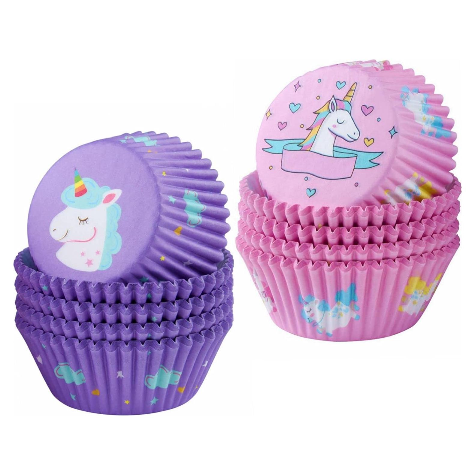 Forros de Cupcake Desechables ASTARON 200 Pcs Rosa y Púrpura