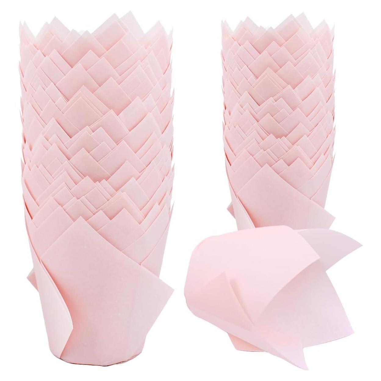 150 Forros de Papel para Cupcakes Tulipán Rosa REDANHA