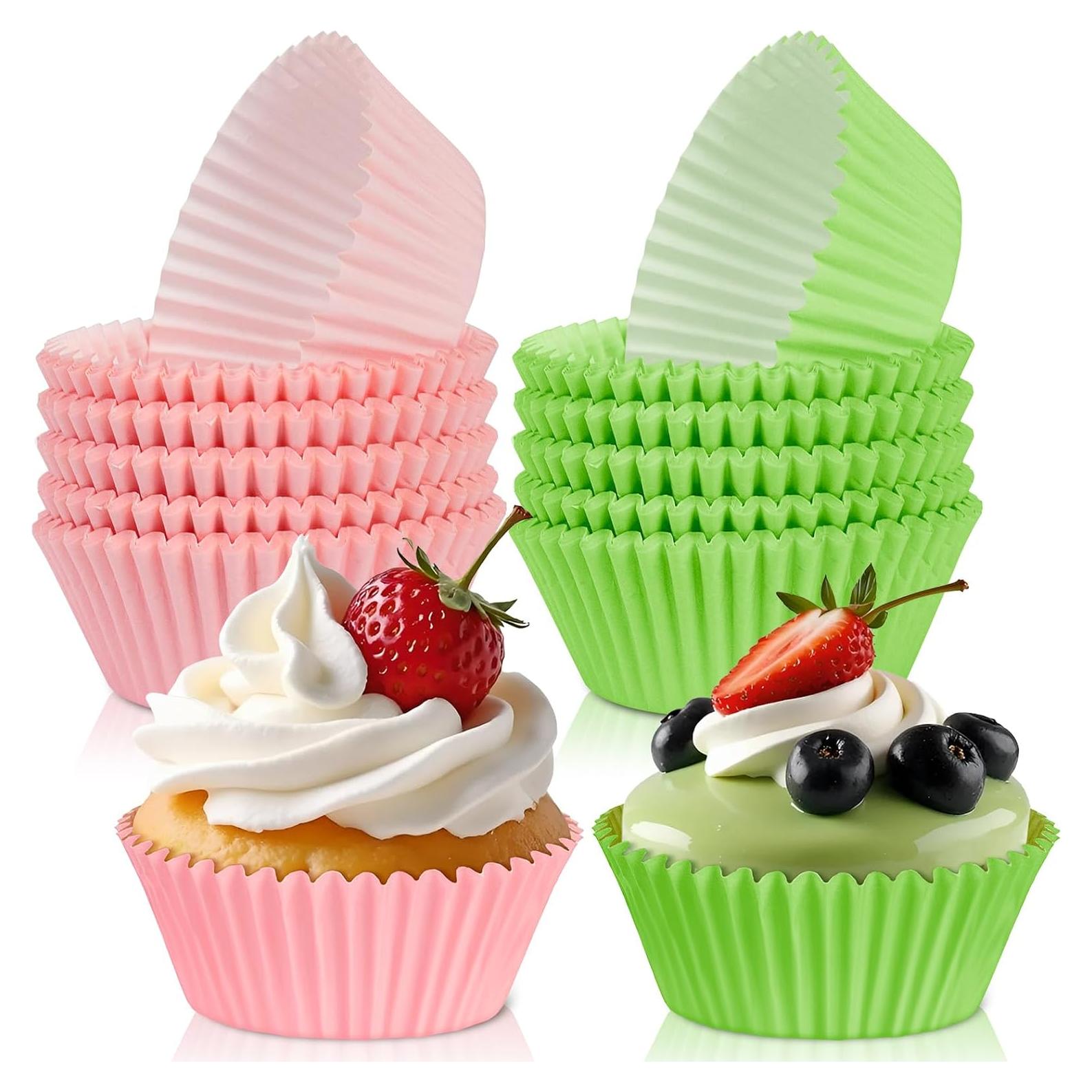 200 Forros de Cupcake Desechables Rosa y Verde AKAIXI