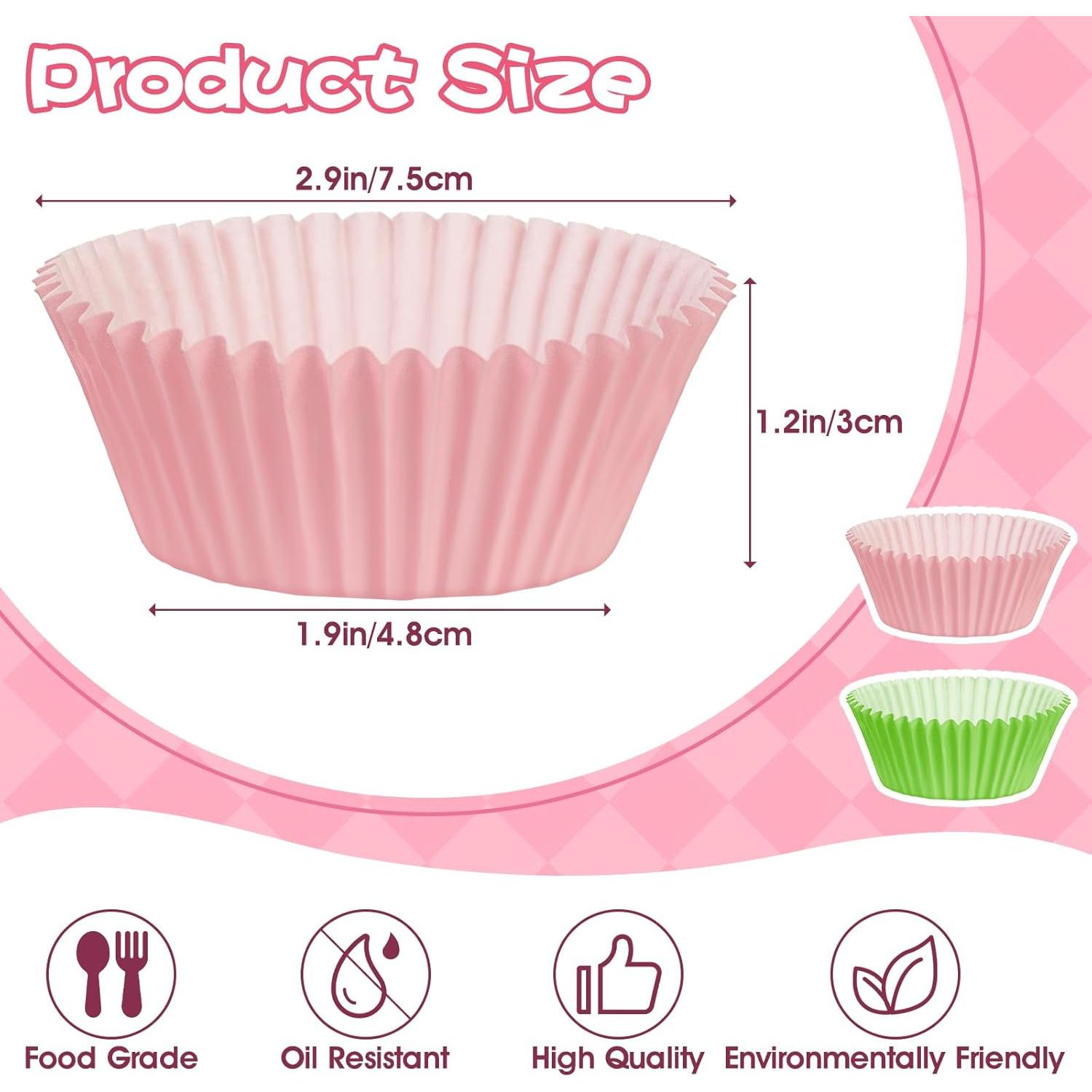 200 Forros de Cupcake Desechables Rosa y Verde AKAIXI