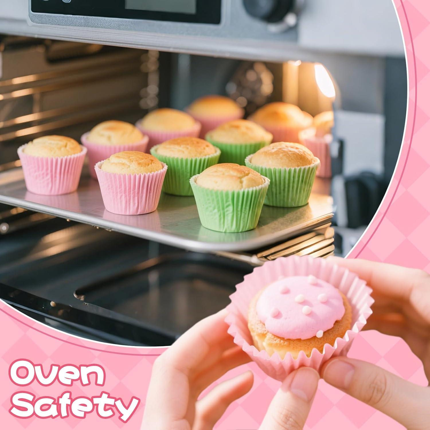 200 Forros de Cupcake Desechables Rosa y Verde AKAIXI