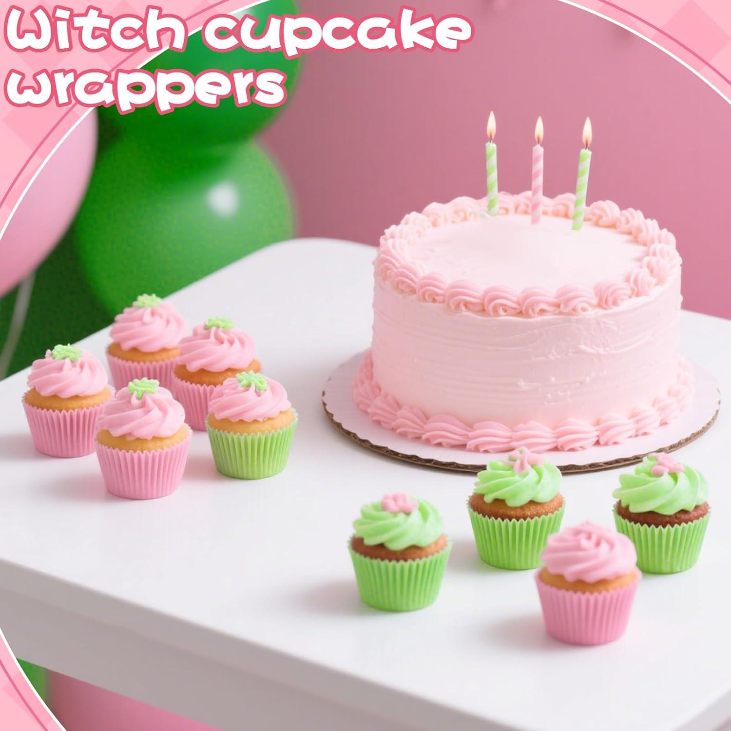 200 Forros de Cupcake Desechables Rosa y Verde AKAIXI