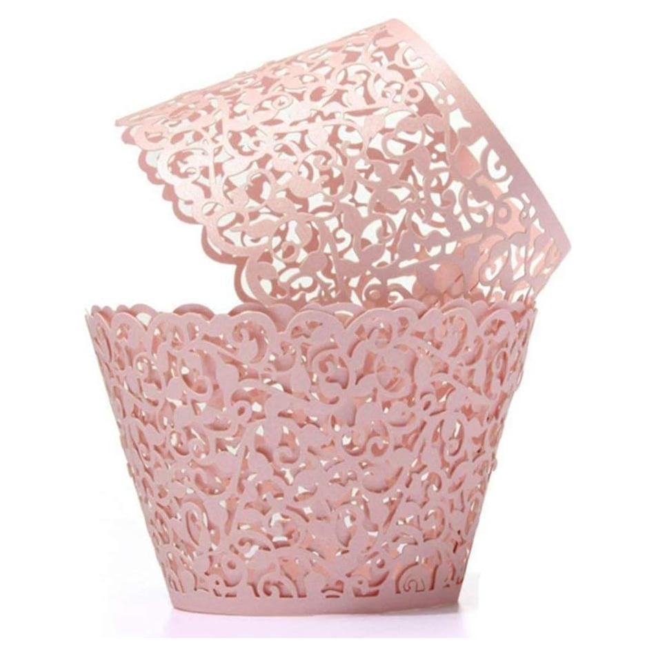 Funda de Cupcake Rosa YOZATIA 60PCS Encaje Vides 8cm