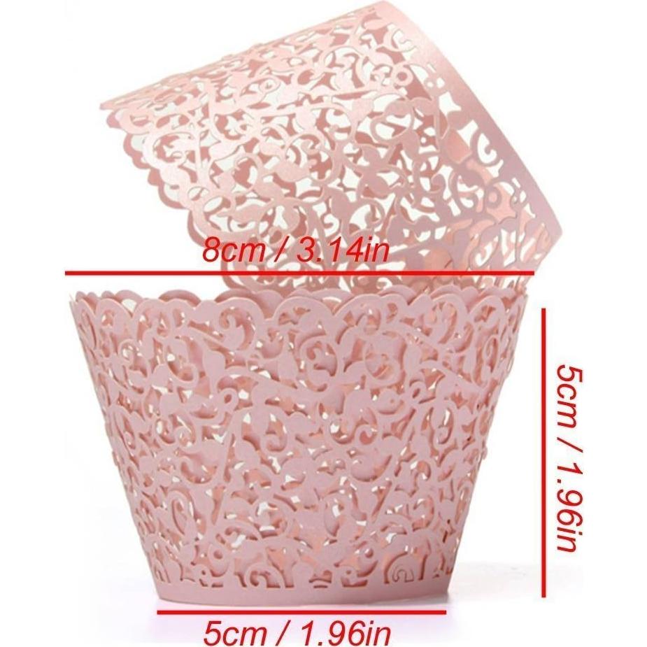 Funda de Cupcake Rosa YOZATIA 60PCS Encaje Vides 8cm