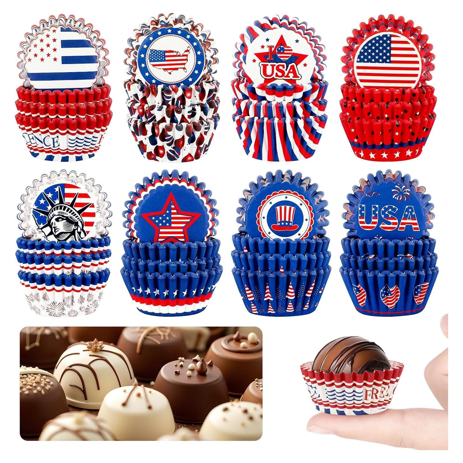 Forros de Cupcake Mini 800pcs AUGSUN 4 de Julio Patrióticos
