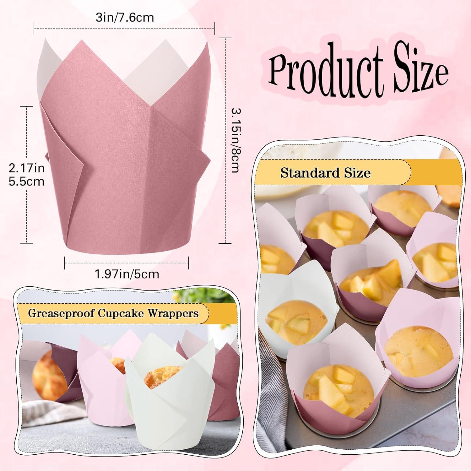 Havawish 500 Forros para Cupcakes Tulipán Gradiente Rosa 5.5cm