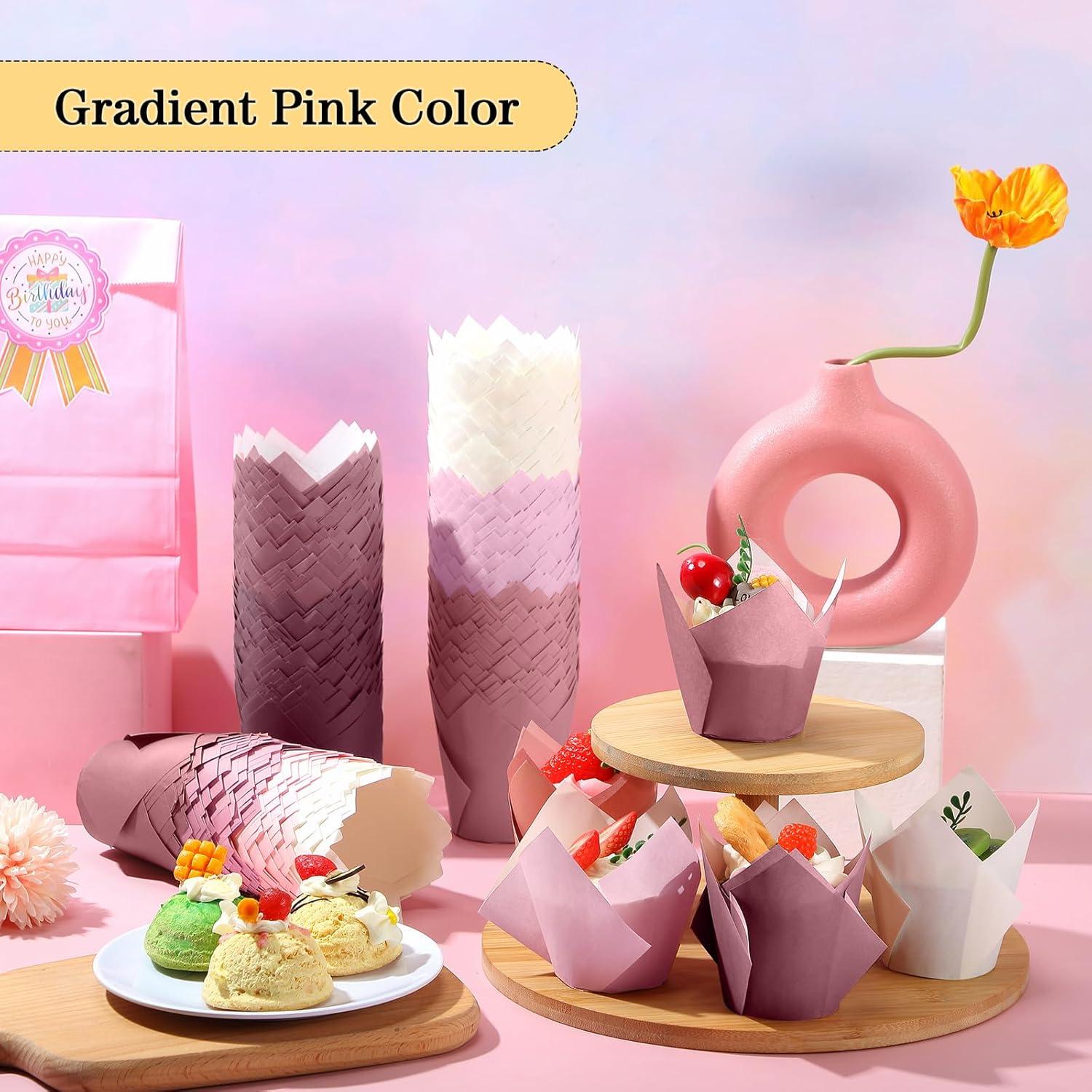 Havawish 500 Forros para Cupcakes Tulipán Gradiente Rosa 5.5cm