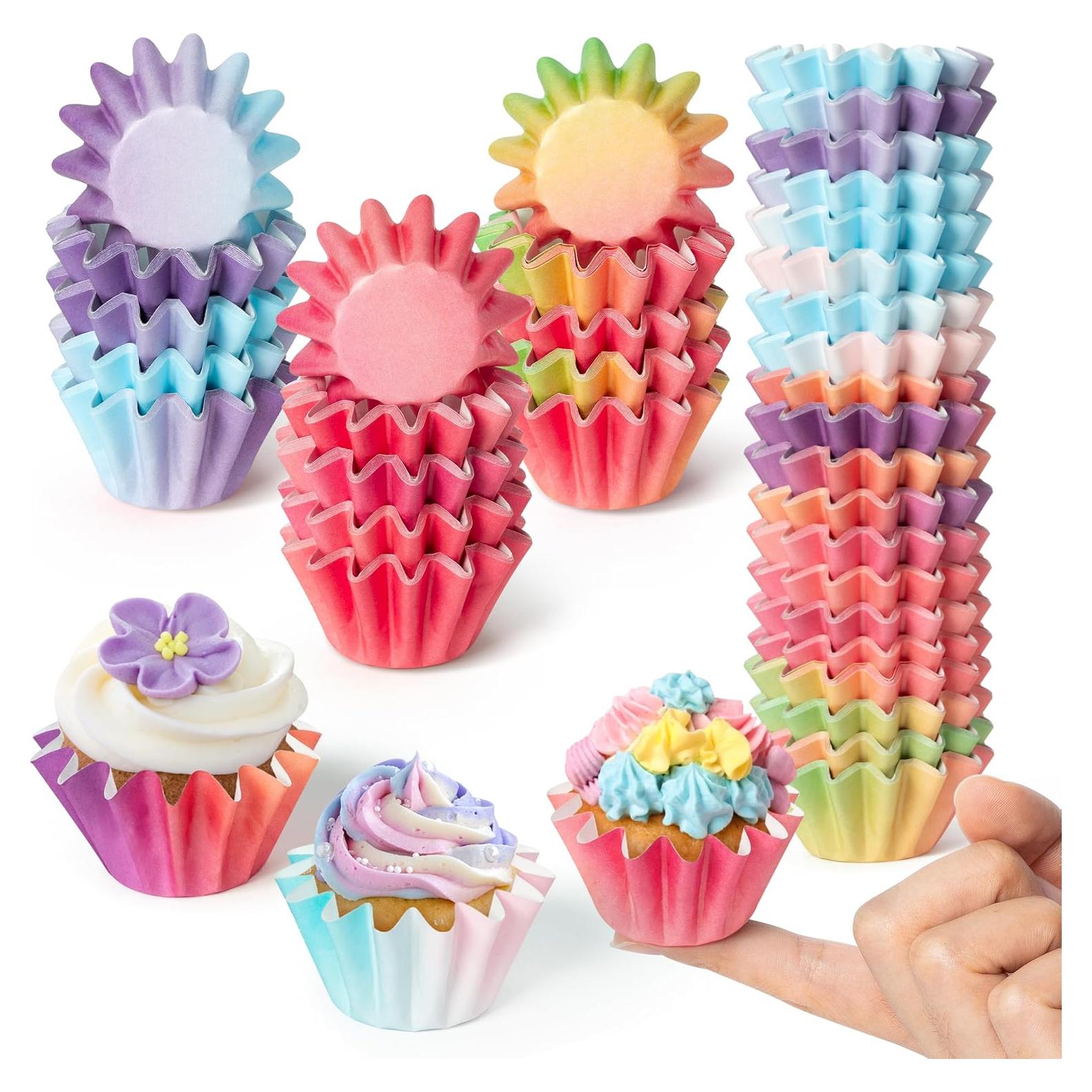 Forros para Cupcakes Mini R HORSE 200 Pcs Gradiente Naranja Púrpura