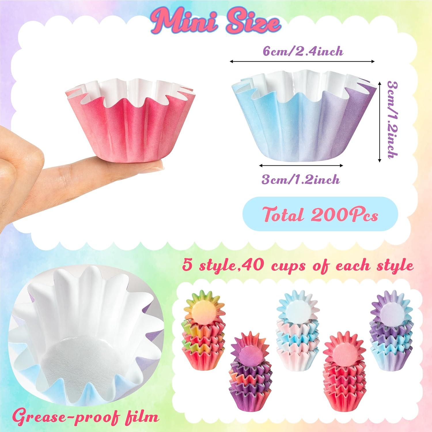 Forros para Cupcakes Mini R HORSE 200 Pcs Gradiente Naranja Púrpura