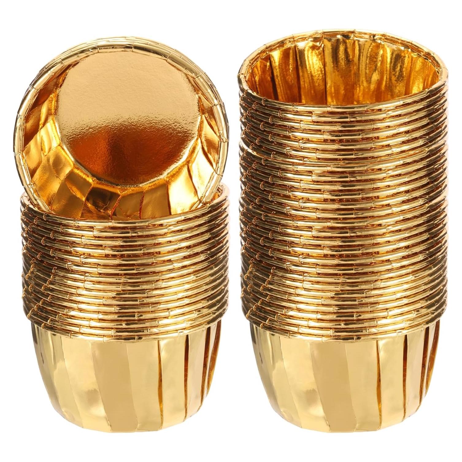 Liners para Cupcakes uxcell Dorado 50 Pcs Antiadherentes