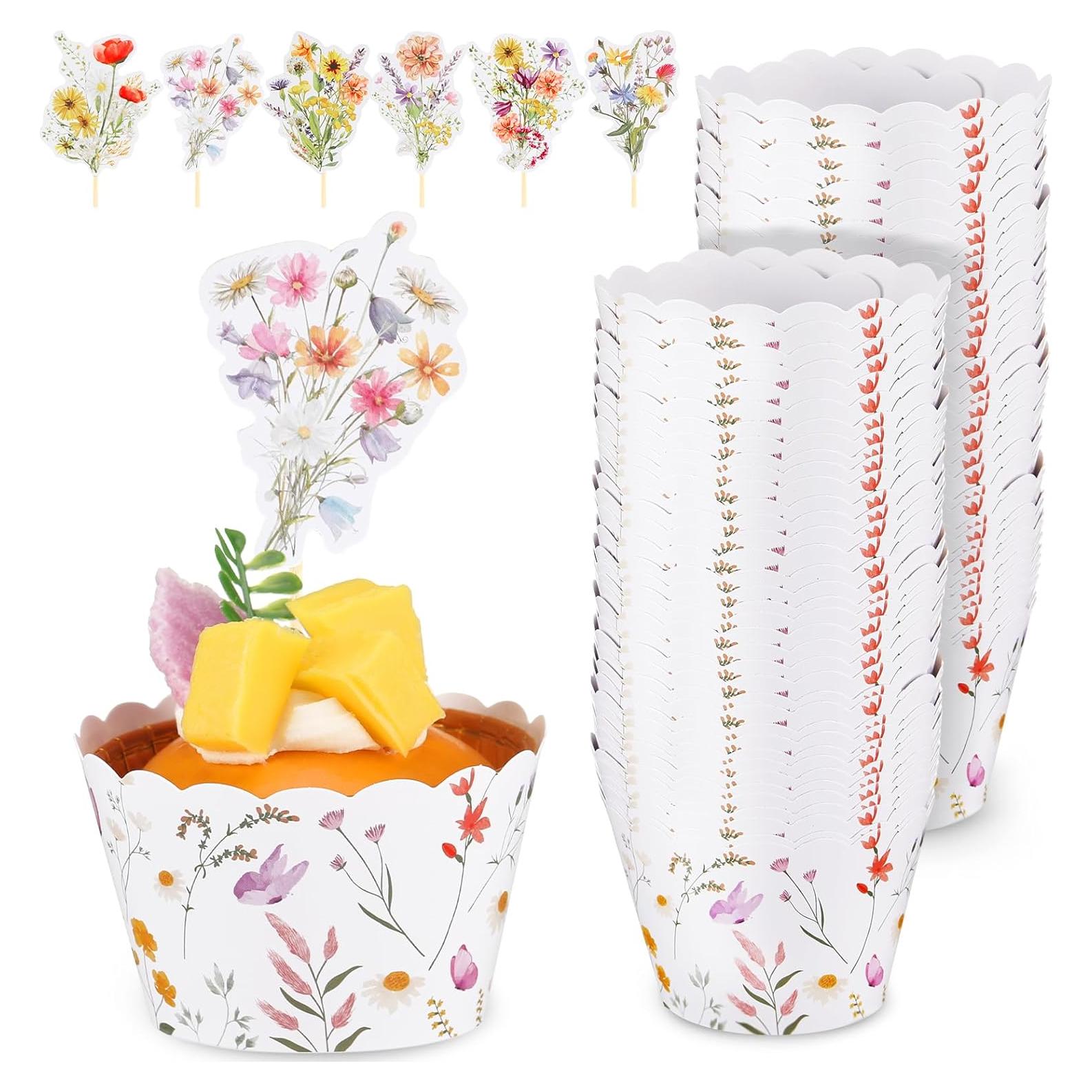 Vesici 72 Fundas de Cupcake Flores Silvestres 5x8.5cm