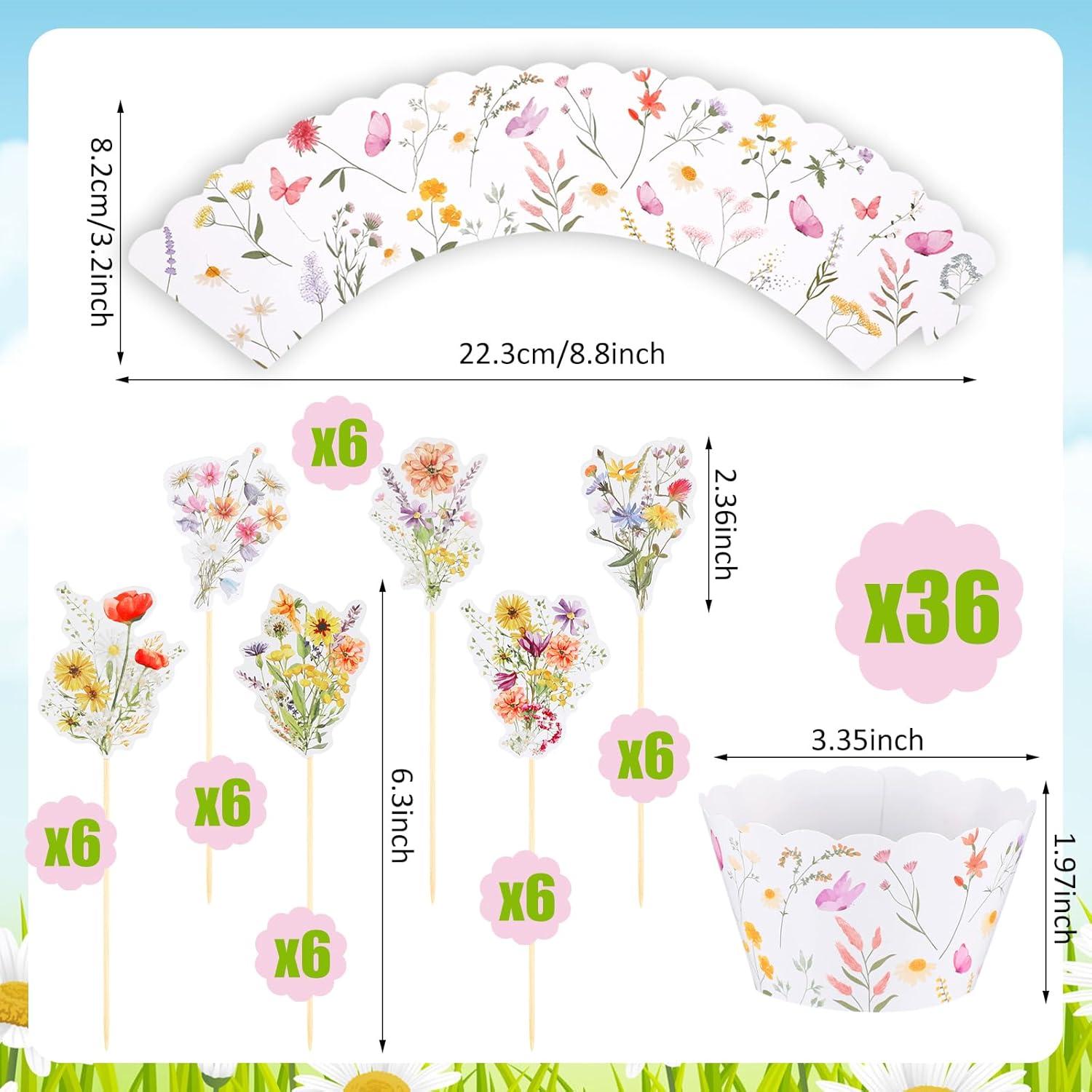 Vesici 72 Fundas de Cupcake Flores Silvestres 5x8.5cm