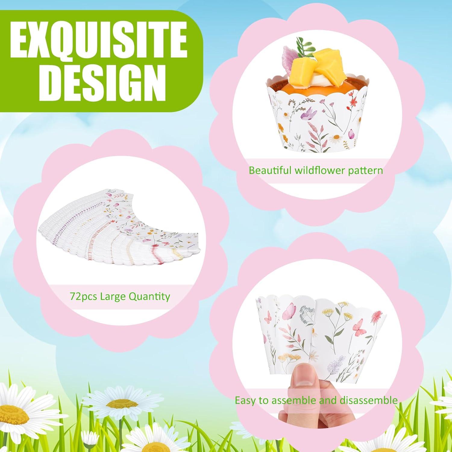 Vesici 72 Fundas de Cupcake Flores Silvestres 5x8.5cm