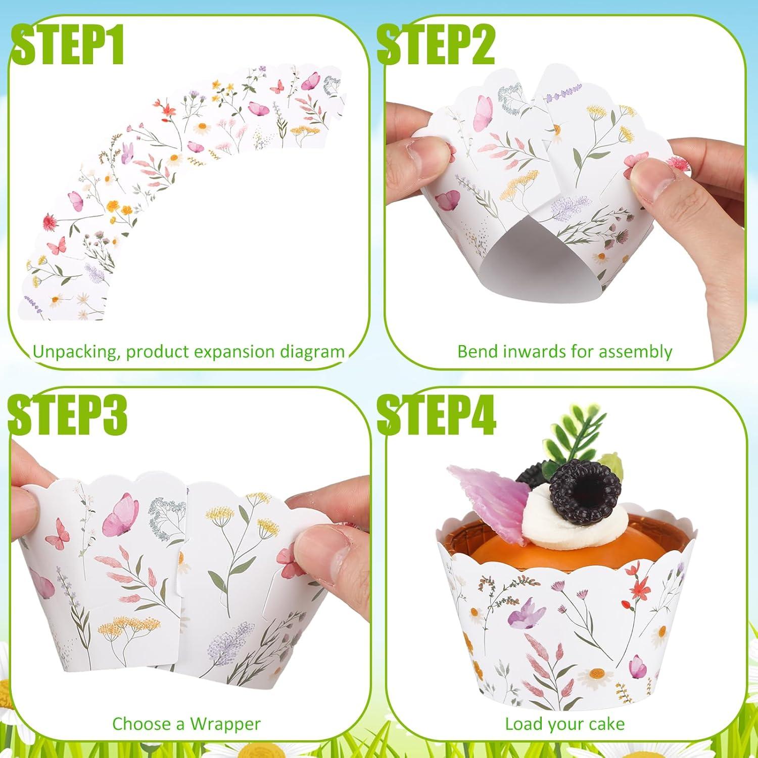 Vesici 72 Fundas de Cupcake Flores Silvestres 5x8.5cm