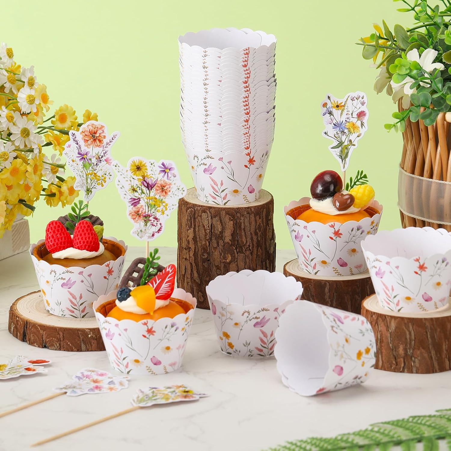 Vesici 72 Fundas de Cupcake Flores Silvestres 5x8.5cm