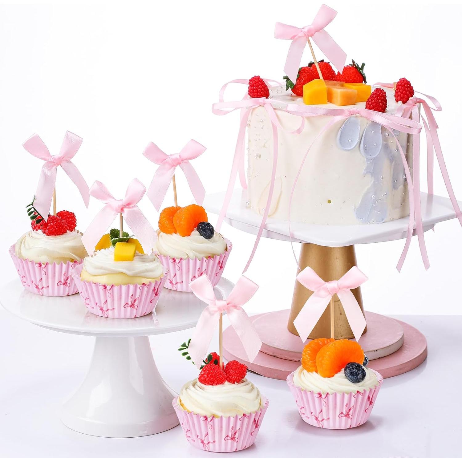 Conjunto de Forros de Cupcake Rosa Weysat - 50 Pzs + 31 Decoraciones