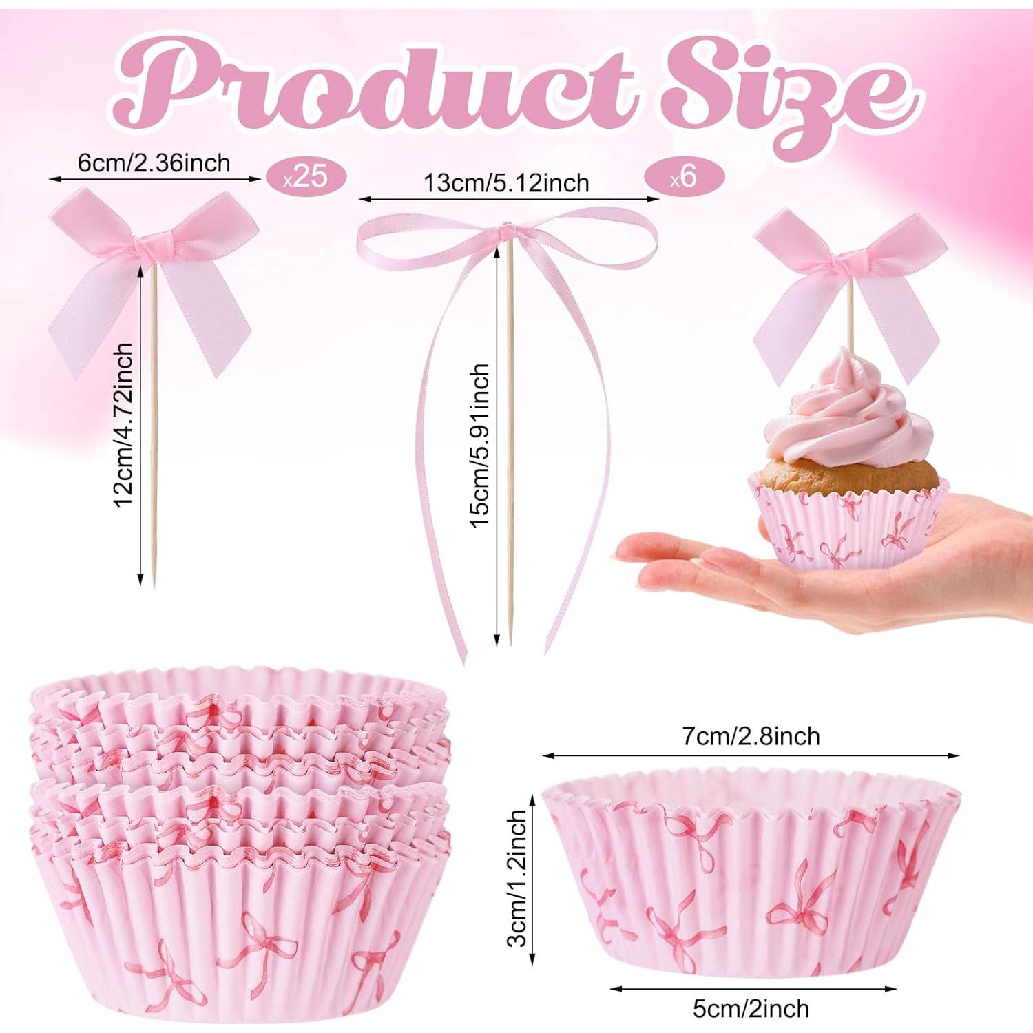 Conjunto de Forros de Cupcake Rosa Weysat - 50 Pzs + 31 Decoraciones