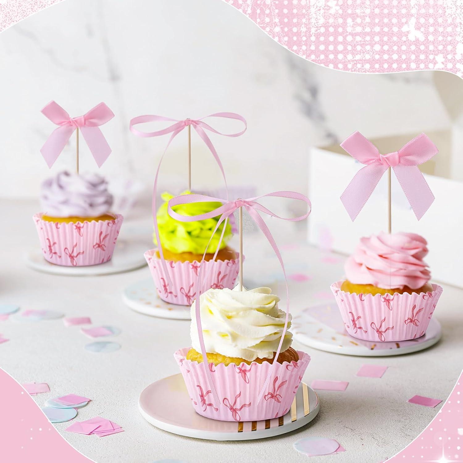 Conjunto de Forros de Cupcake Rosa Weysat - 50 Pzs + 31 Decoraciones