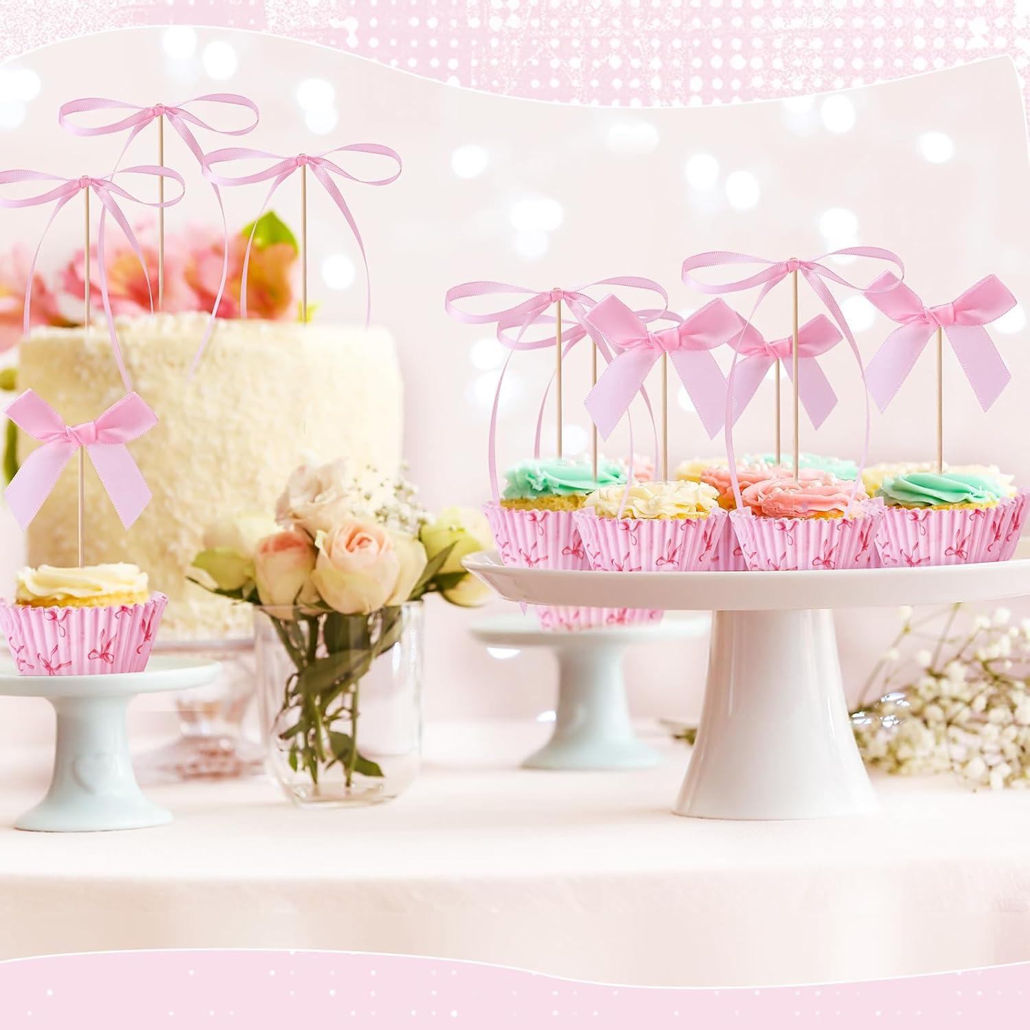 Conjunto de Forros de Cupcake Rosa Weysat - 50 Pzs + 31 Decoraciones