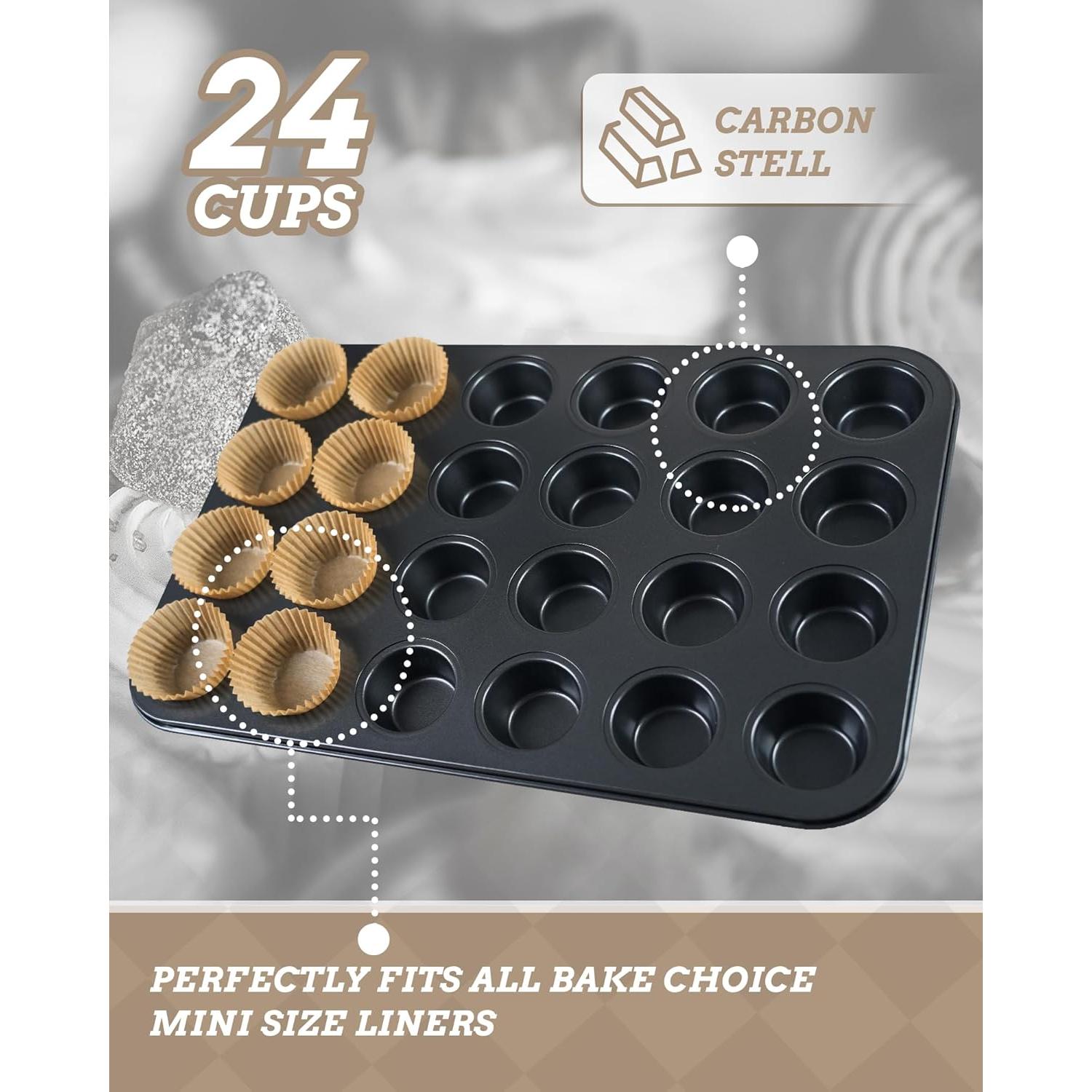 Molde para Muffins Mini Bake Choice 24 Tazas + 200 Forros