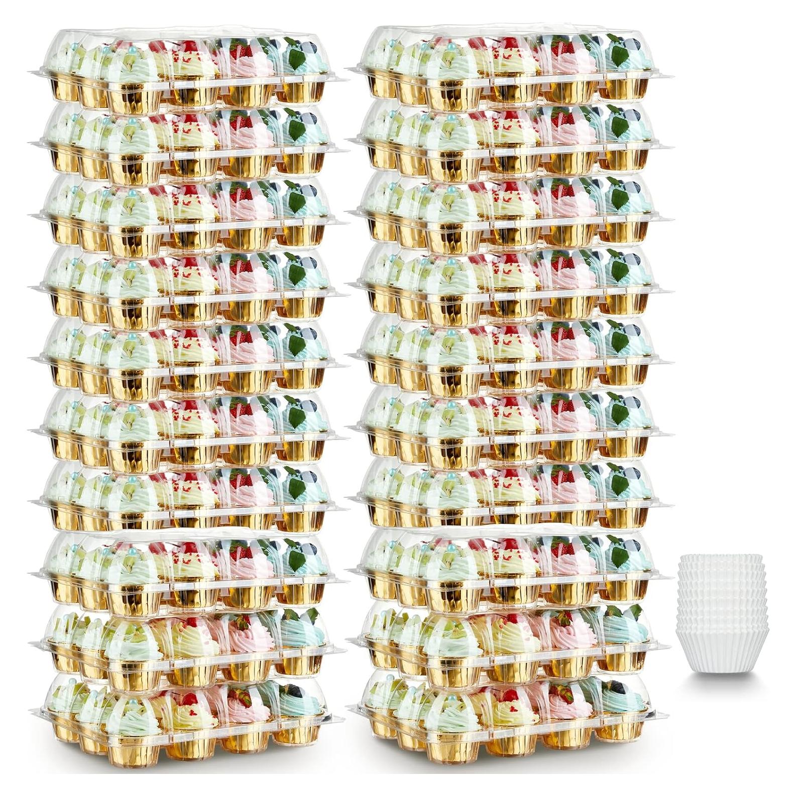 Paquete de 20 cajas apilables para 12 cupcakes con 240 forros