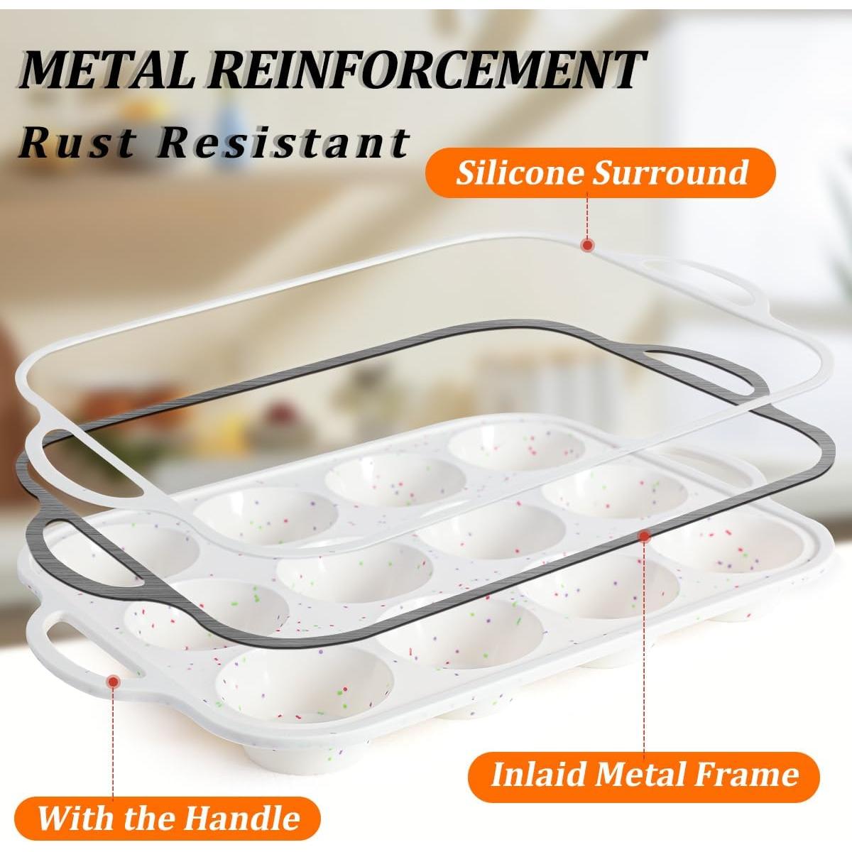 Molde de Muffin de Silicona CAKETIME 12 Tazas Antiadherente