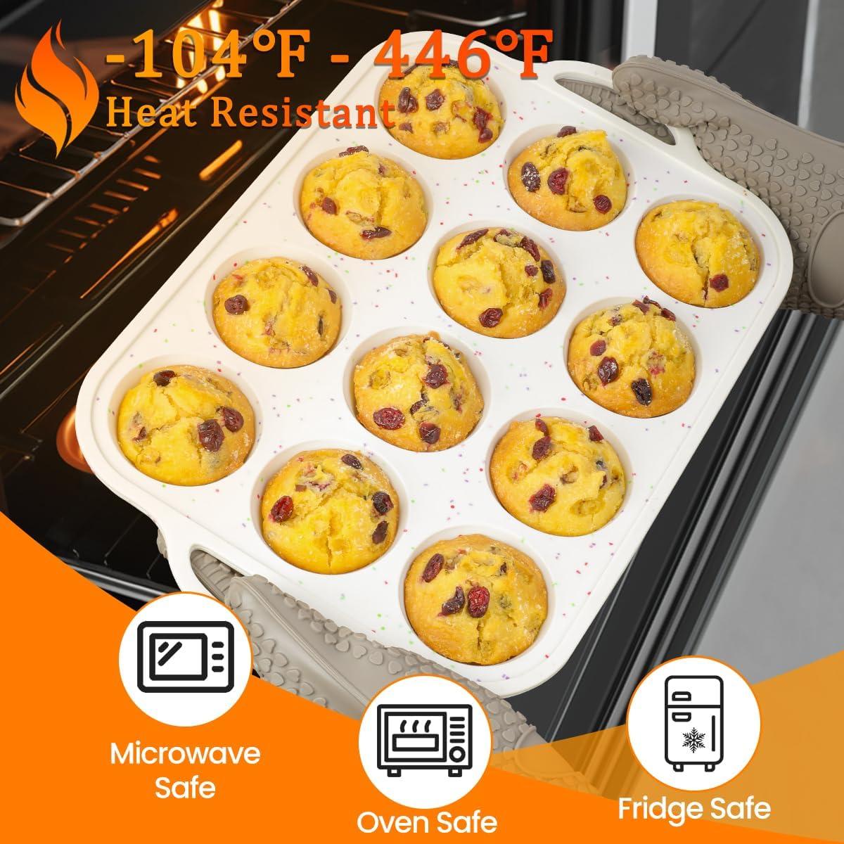 Molde de Muffin de Silicona CAKETIME 12 Tazas Antiadherente