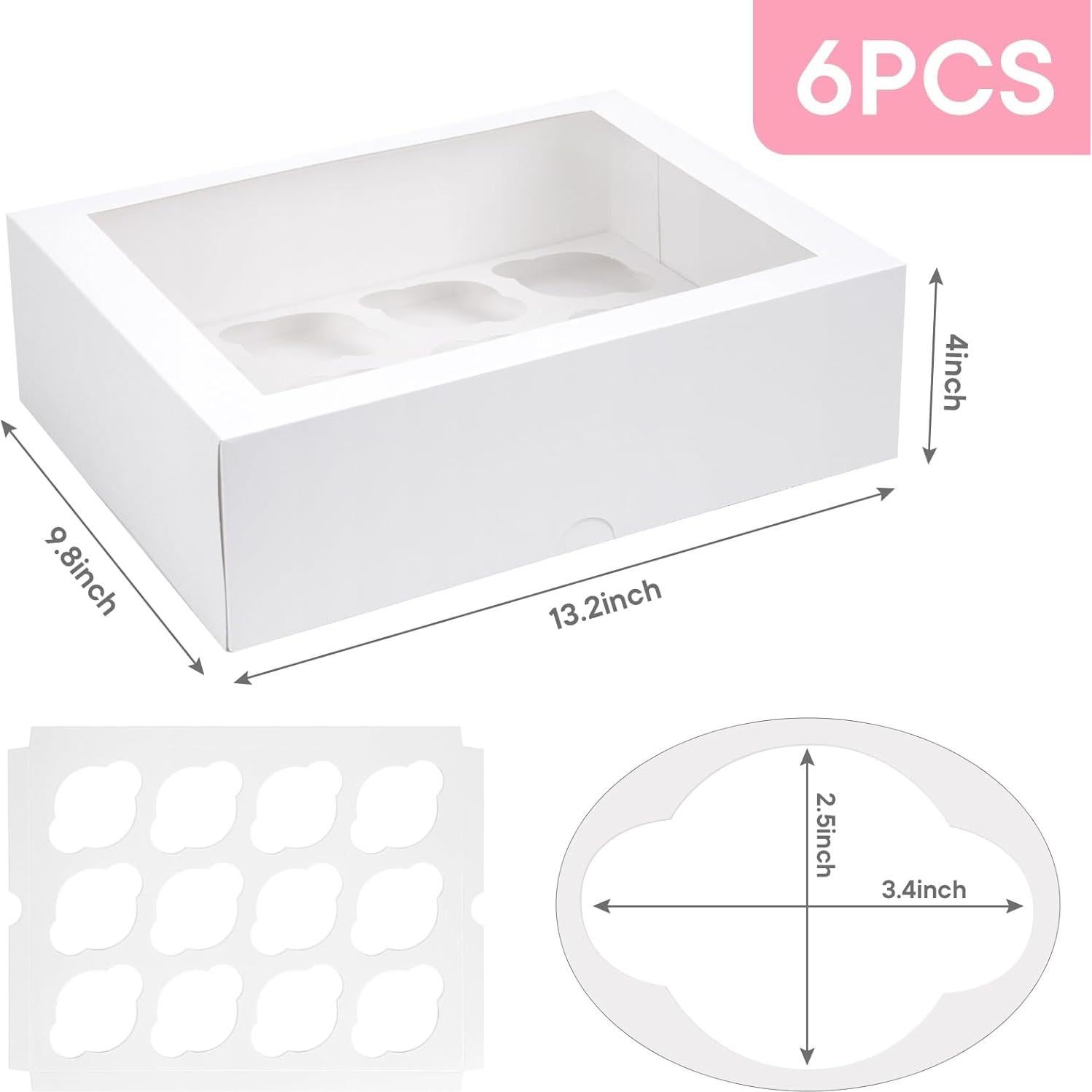Caja de Cupcakes VGOODALL 6PCS para 72 Postres 33.5x24.9cm