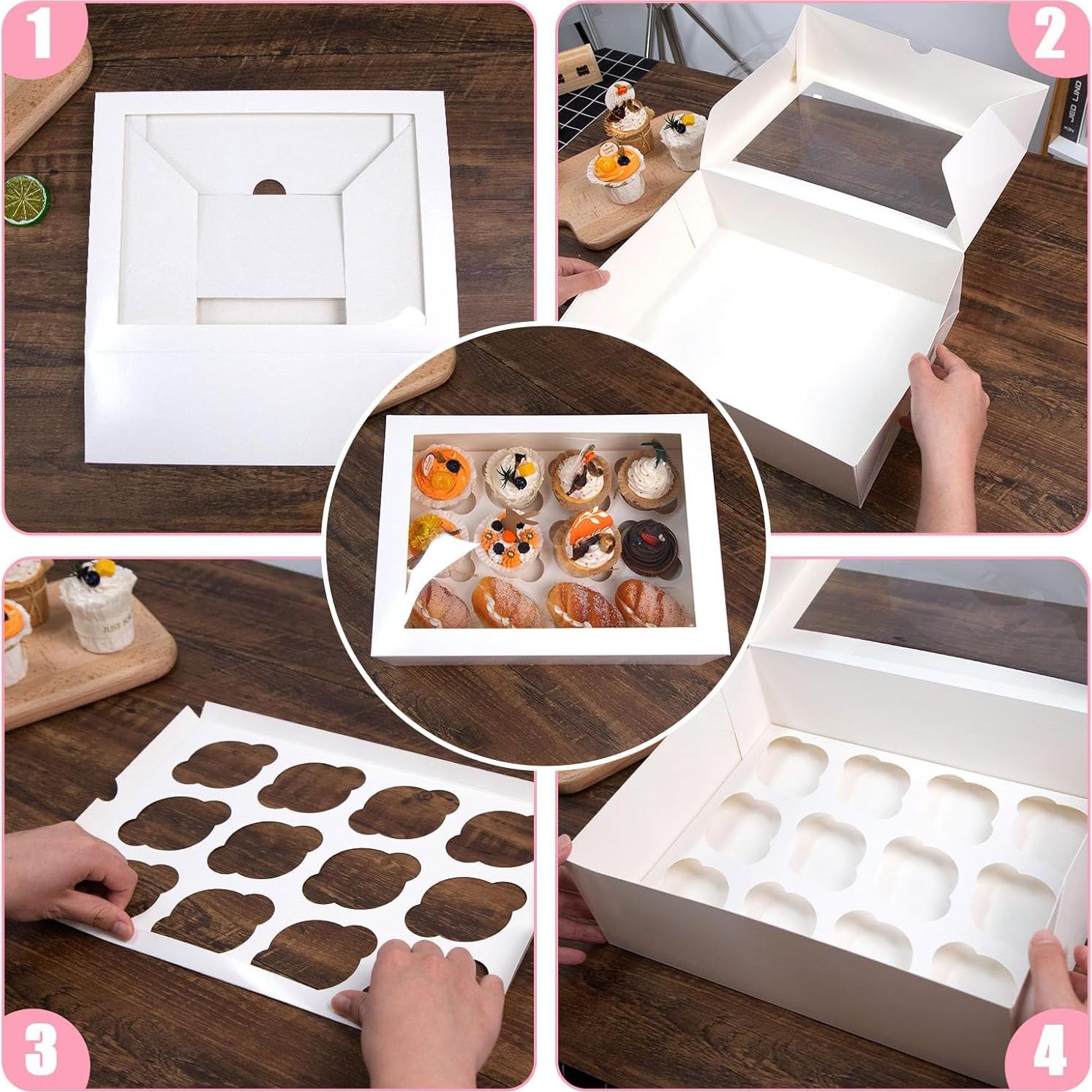 Caja de Cupcakes VGOODALL 6PCS para 72 Postres 33.5x24.9cm