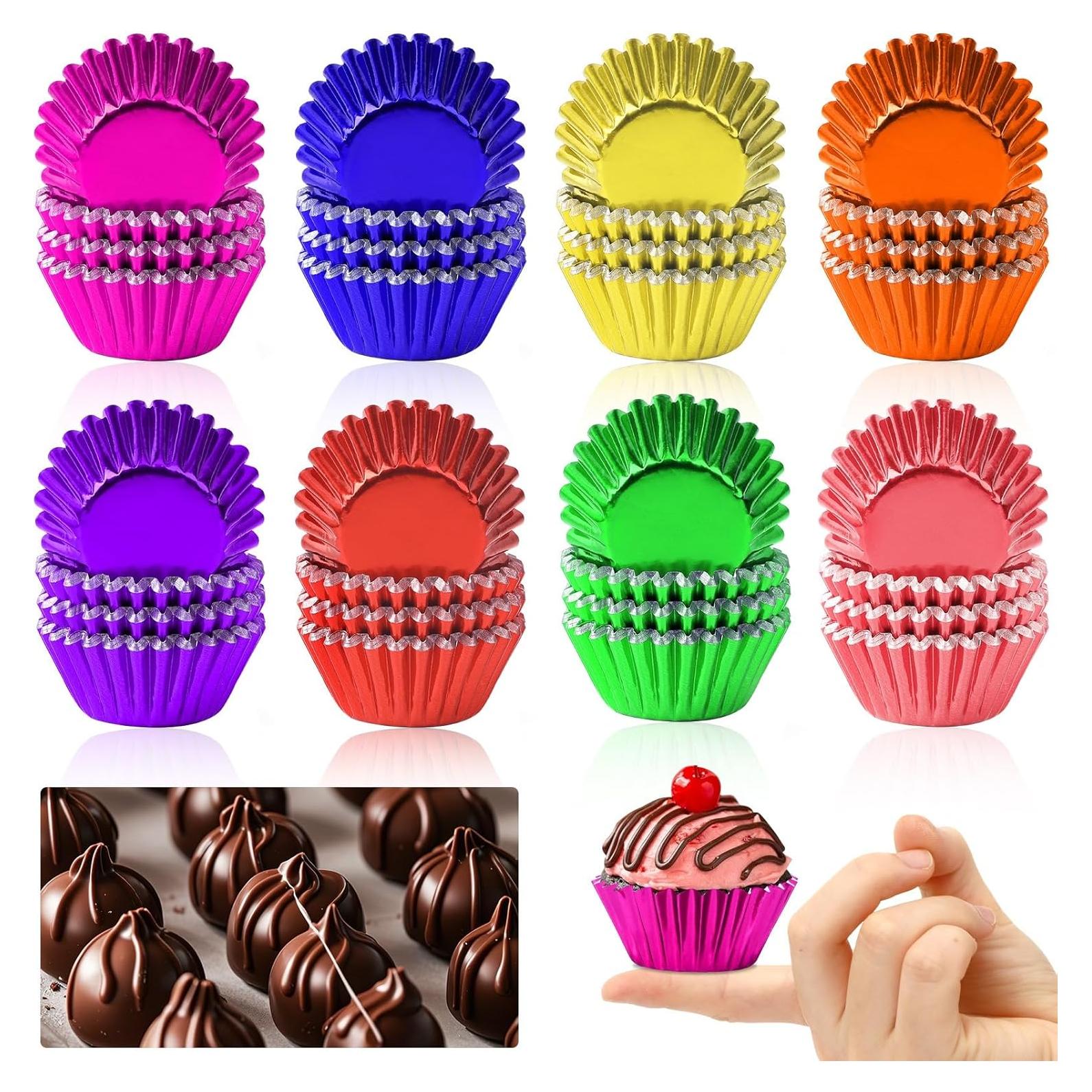 Forros de Cupcake Mini AUGSUN 400pcs Aluminio Multicolor